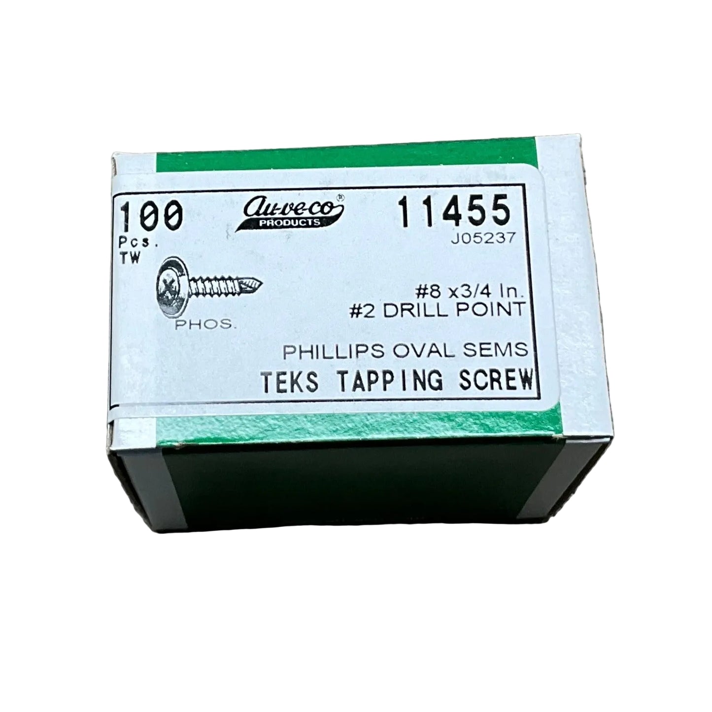 Auveco 11455 Tapping Screw #8-18 X 3/4" Phillips Oval SEMS TEK Qty 100