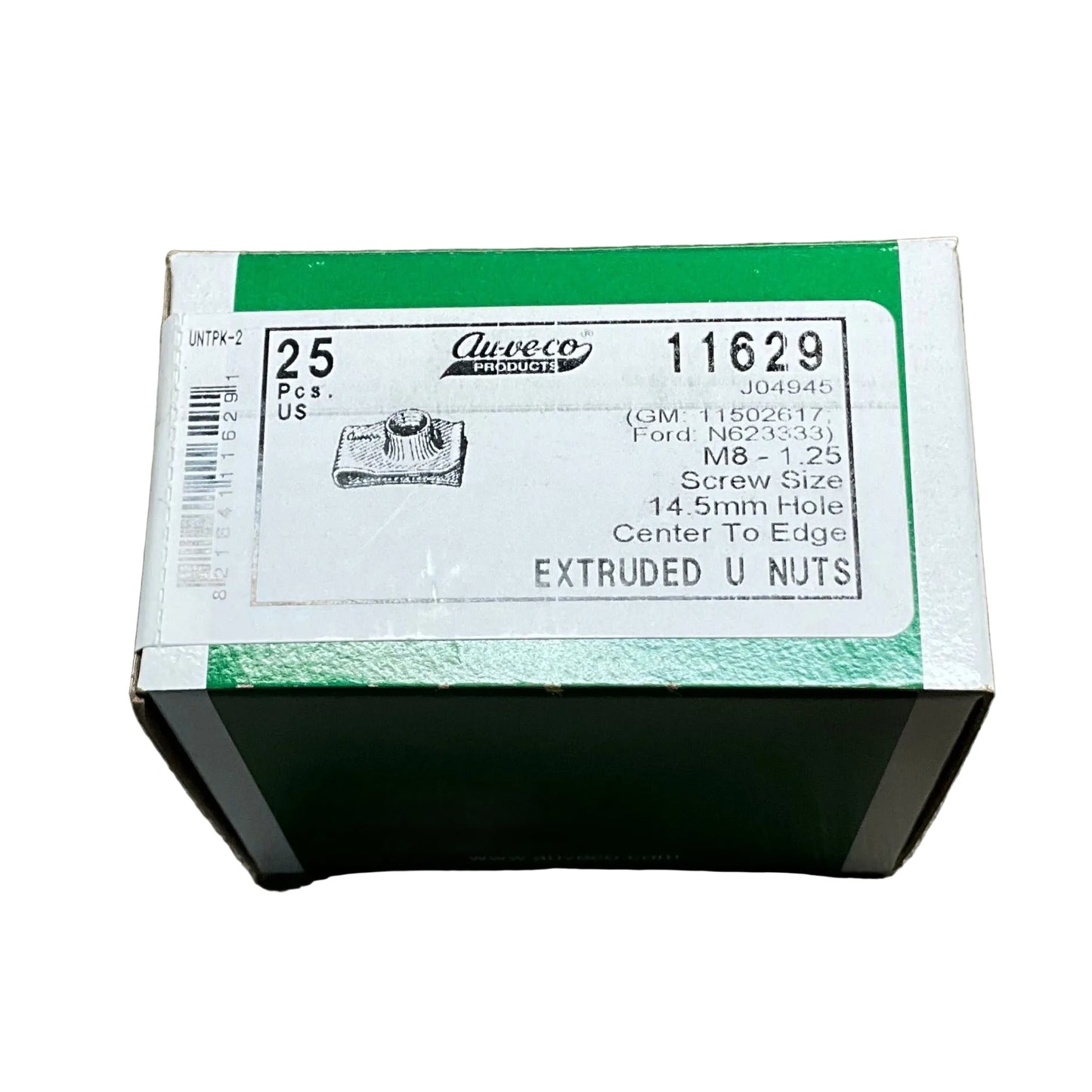 Auveco 11629 Extruded U Nut M8-1.25 Screw Size GM Ford Chrysler Box of 25