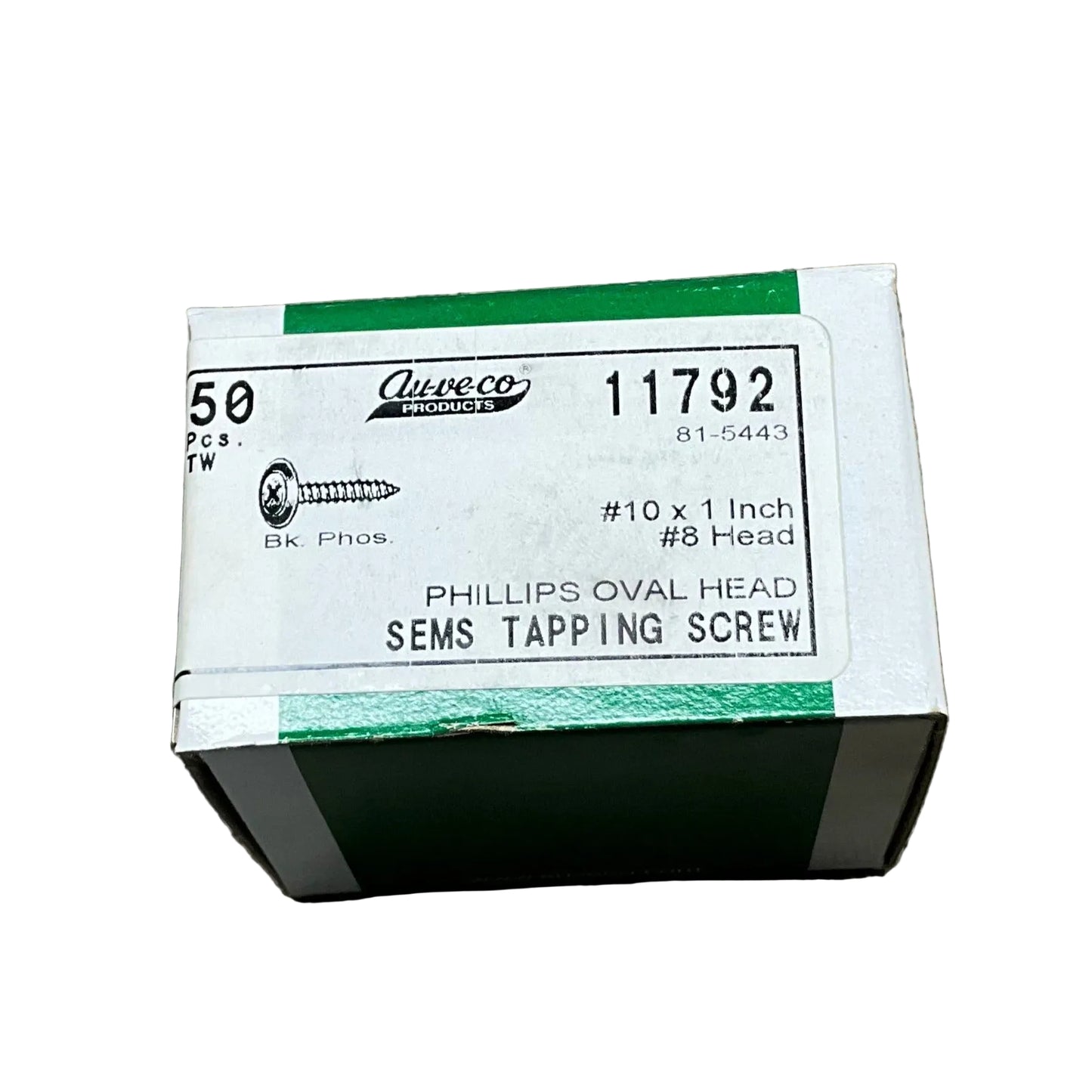 AUVECO 11792 PHILLIPS OVAL HEAD SEMS TAPPING SCREWS. 50PCS PER BOX