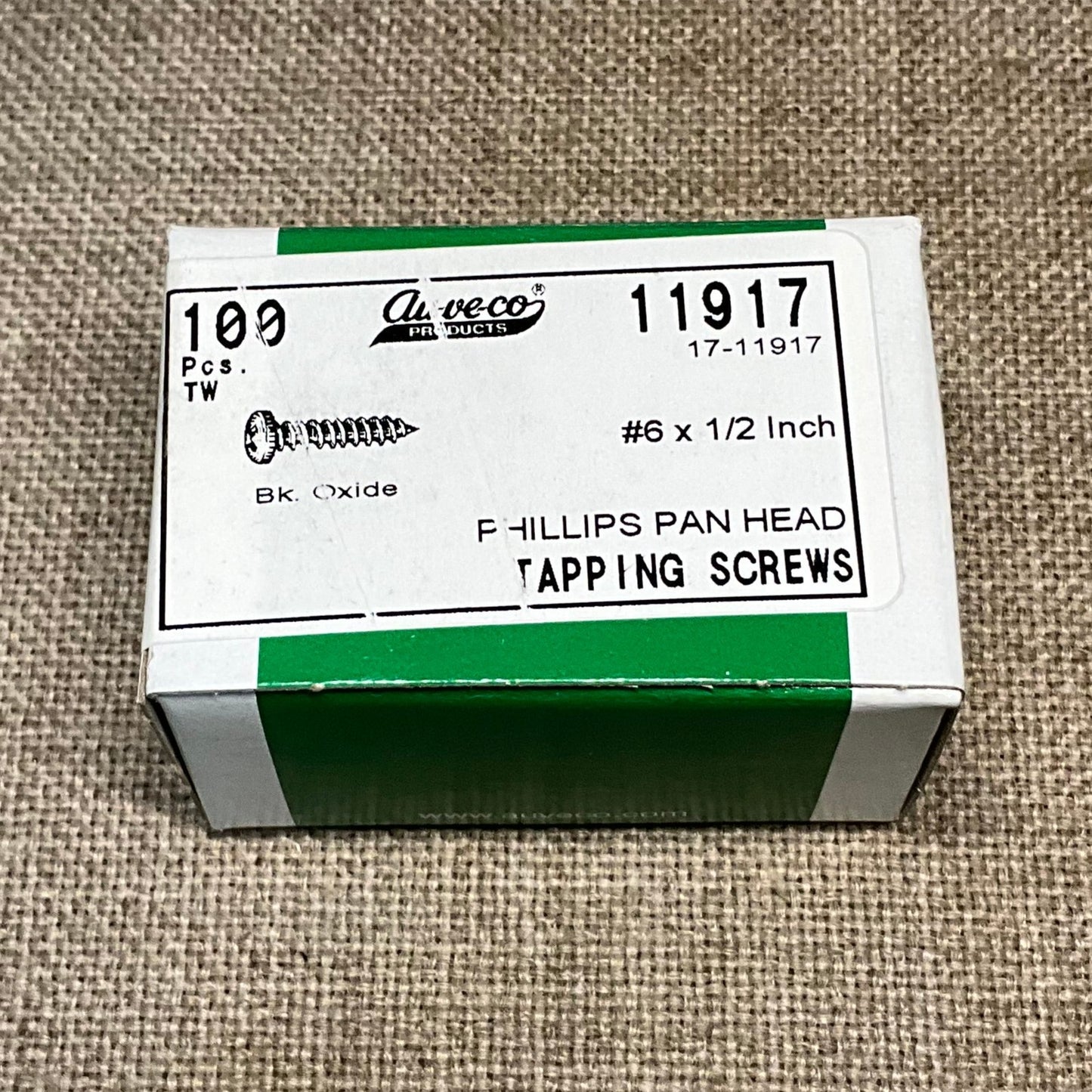 Auveco 11917 Number 6 X 1/2" Phillips Pan Hd. Tapping Screw Black Oxide 100 Pcs