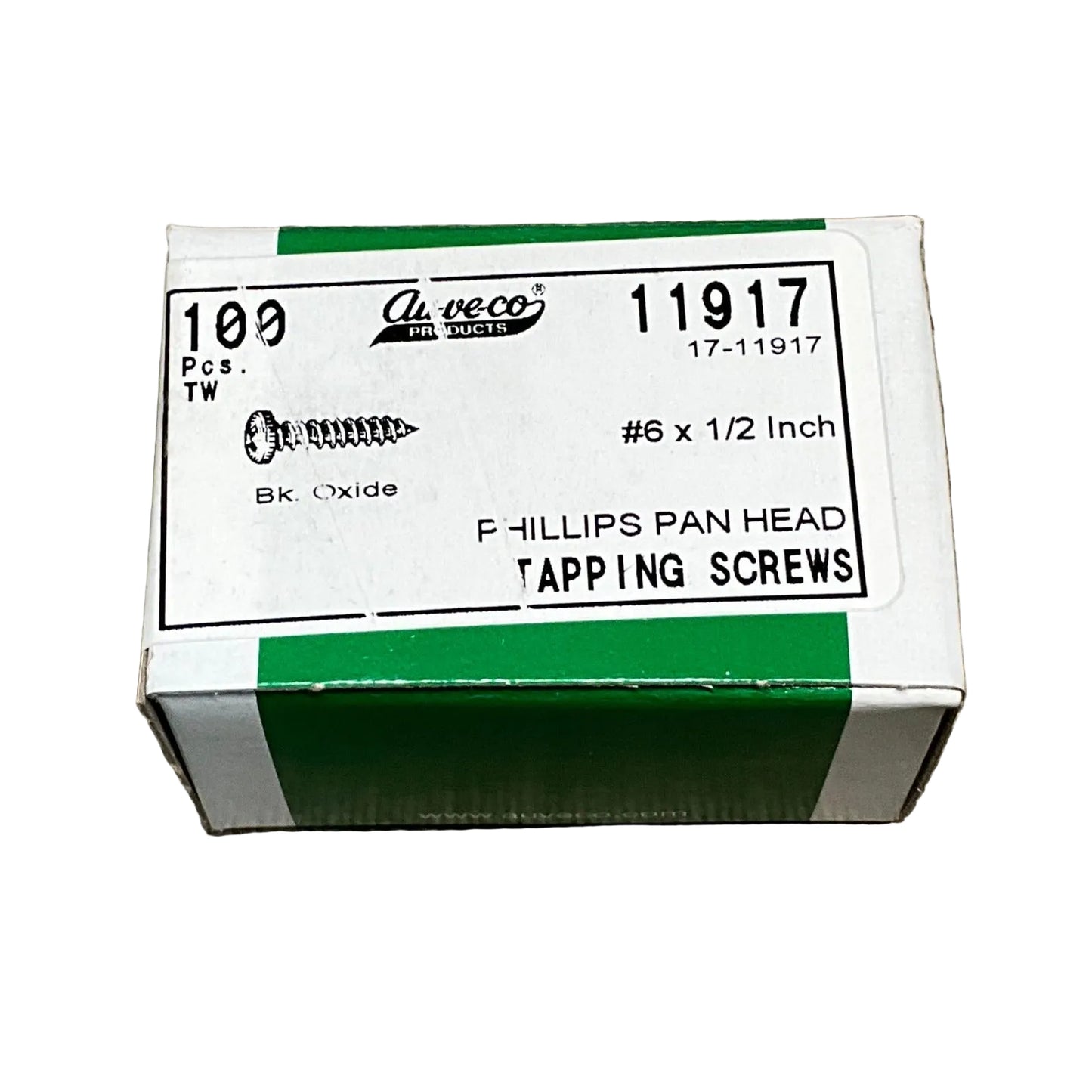 Auveco 11917 Number 6 X 1/2" Phillips Pan Hd. Tapping Screw Black Oxide 100 Pcs