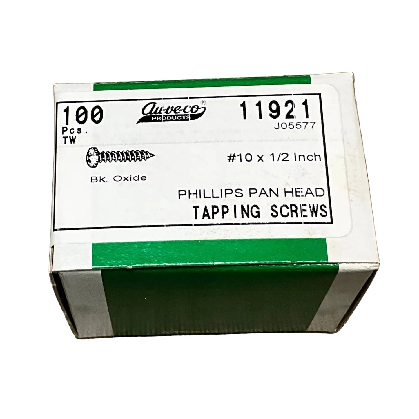 Auveco 11921 Phillips Pan Head Tapping Screws #10 X 1/2", Qty - 100