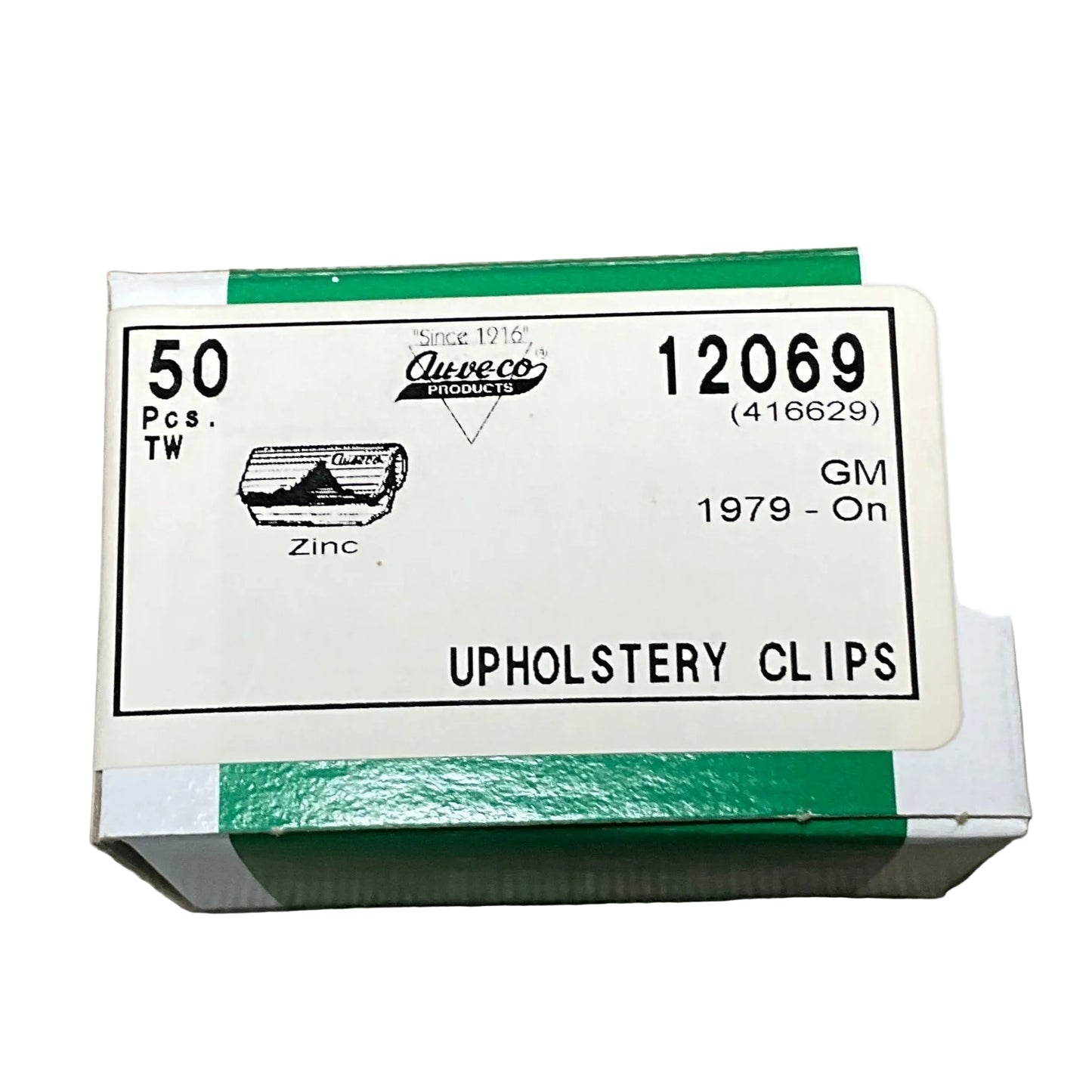 Auveco 12069 Upholstery Clips, GM 1979-On 416629, Zinc, 50 Pcs