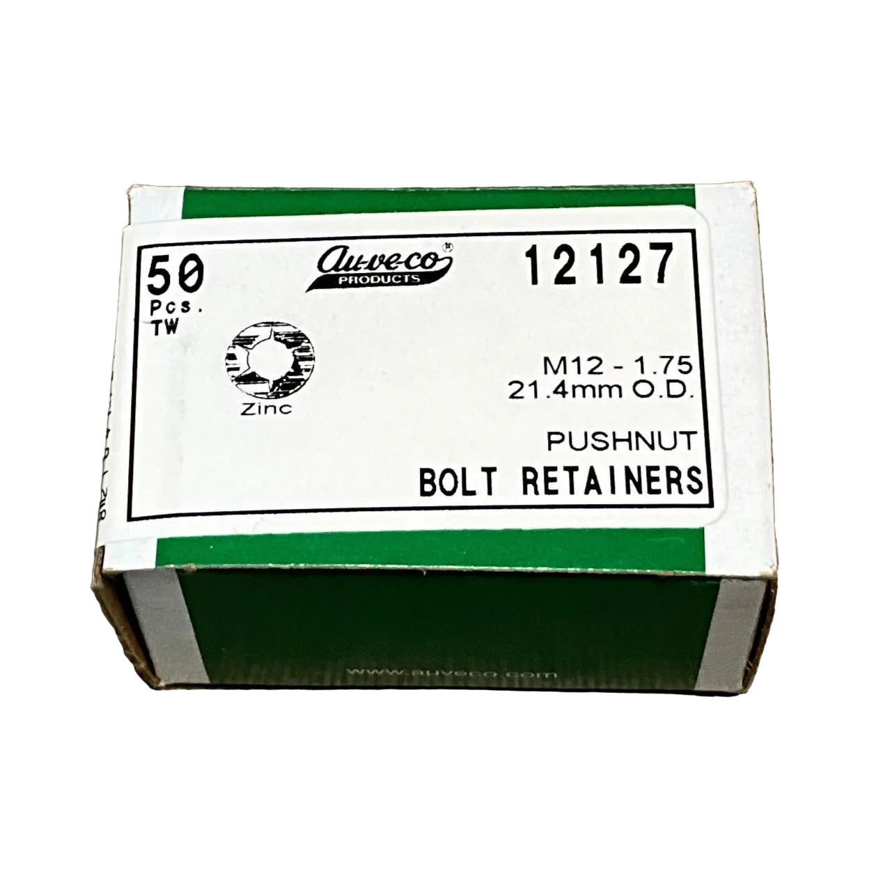 Auveco 12127 Push nut Bolt Retainer M12-1.75 21.4mm Outside Dia -Zinc Qty 50