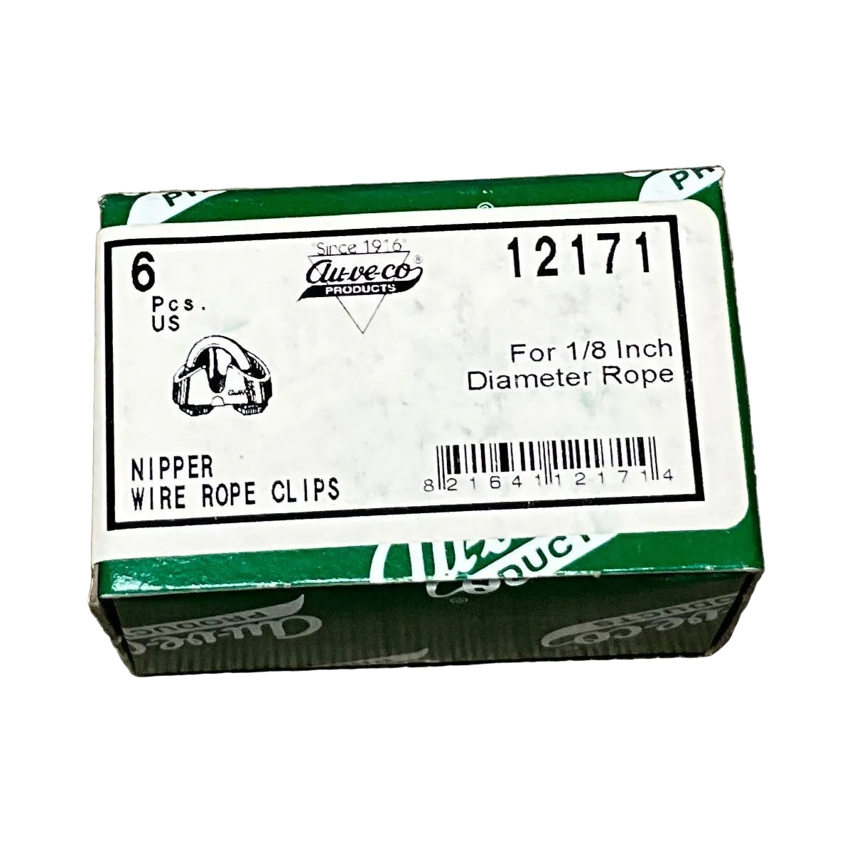 Auveco 12171 Nipper Wire Rope Clip 3/16" Diameter, for 1/8" Dia Rope, Qty: 6