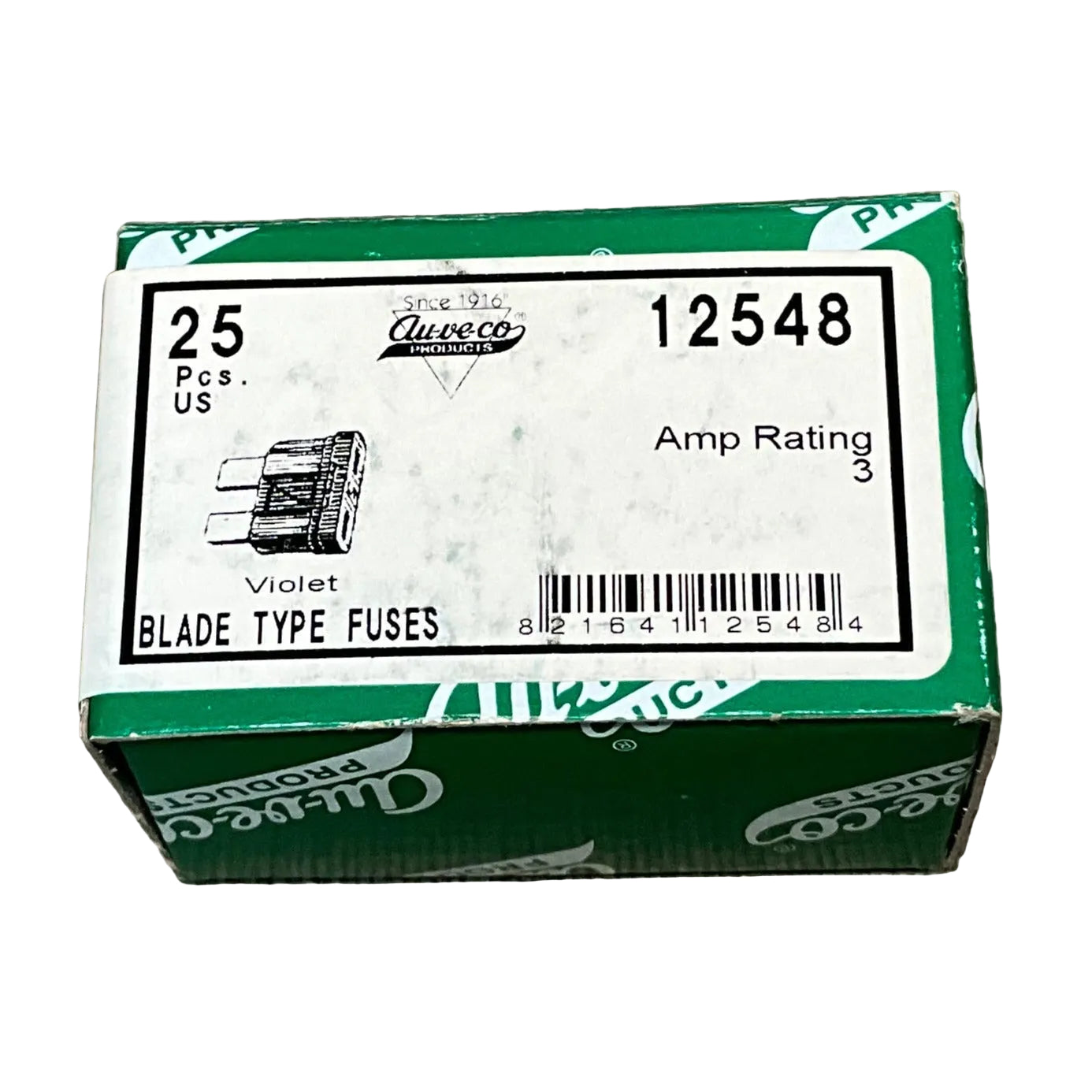 Auveco 12548 ATC/ATO Blade Fuses 3AMP - Violet (25 fuses)