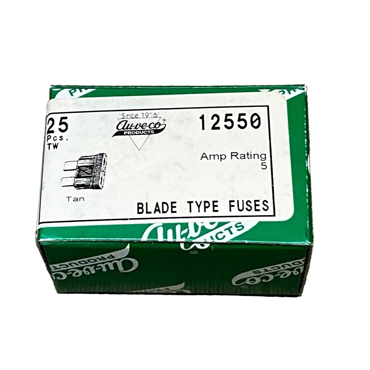 Auveco 12550 ATC/ATO Blade Fuses 5 AMP - Tan (25 fuses)