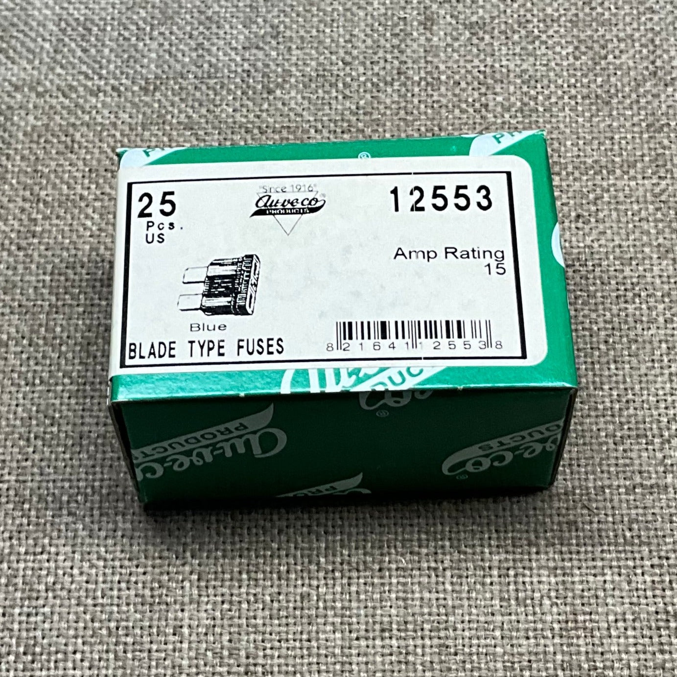 Auveco 12553 ATC/ATO Blade Fuses 15 AMP - Blue (25 fuses)