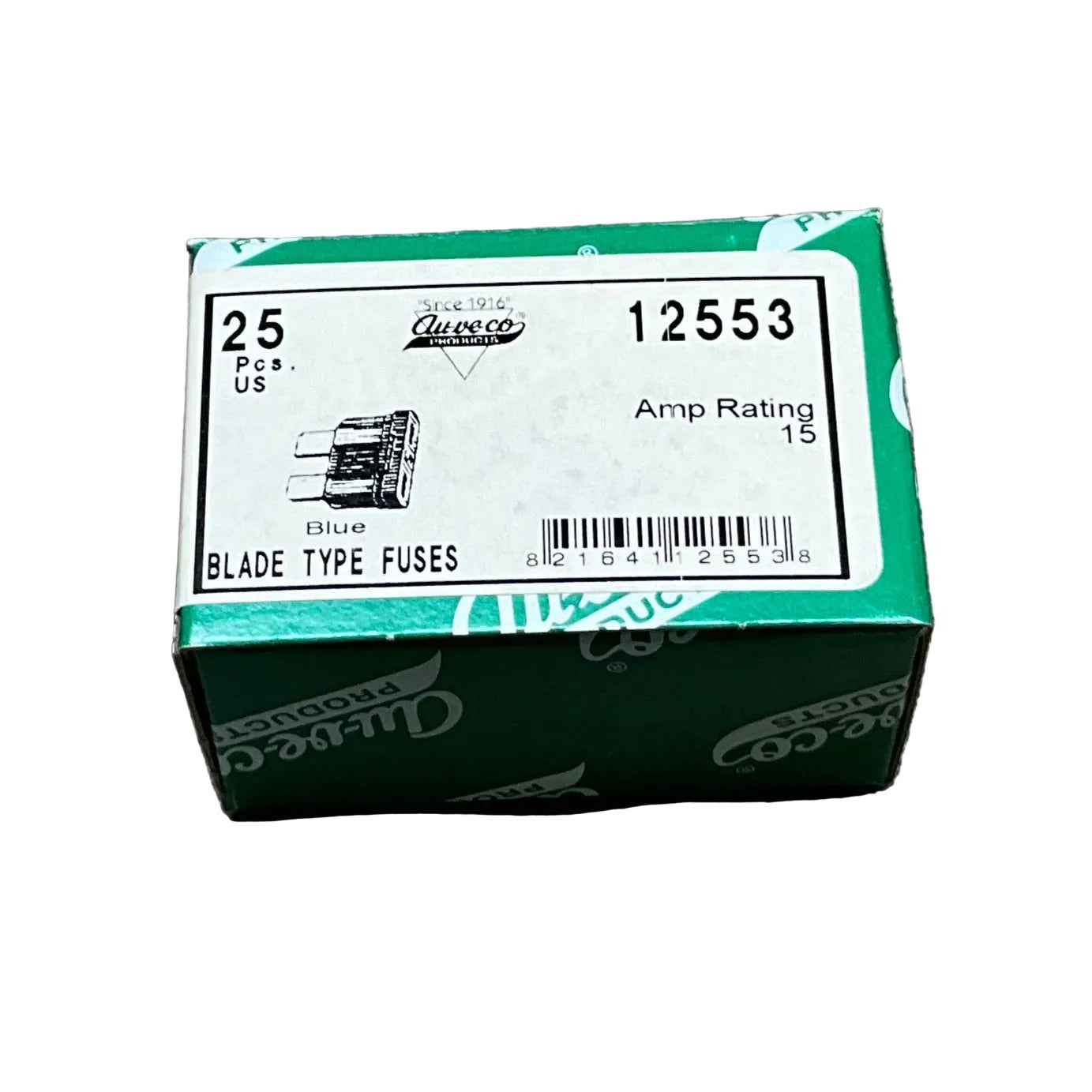 Auveco 12553 ATC/ATO Blade Fuses 15 AMP - Blue (25 fuses)