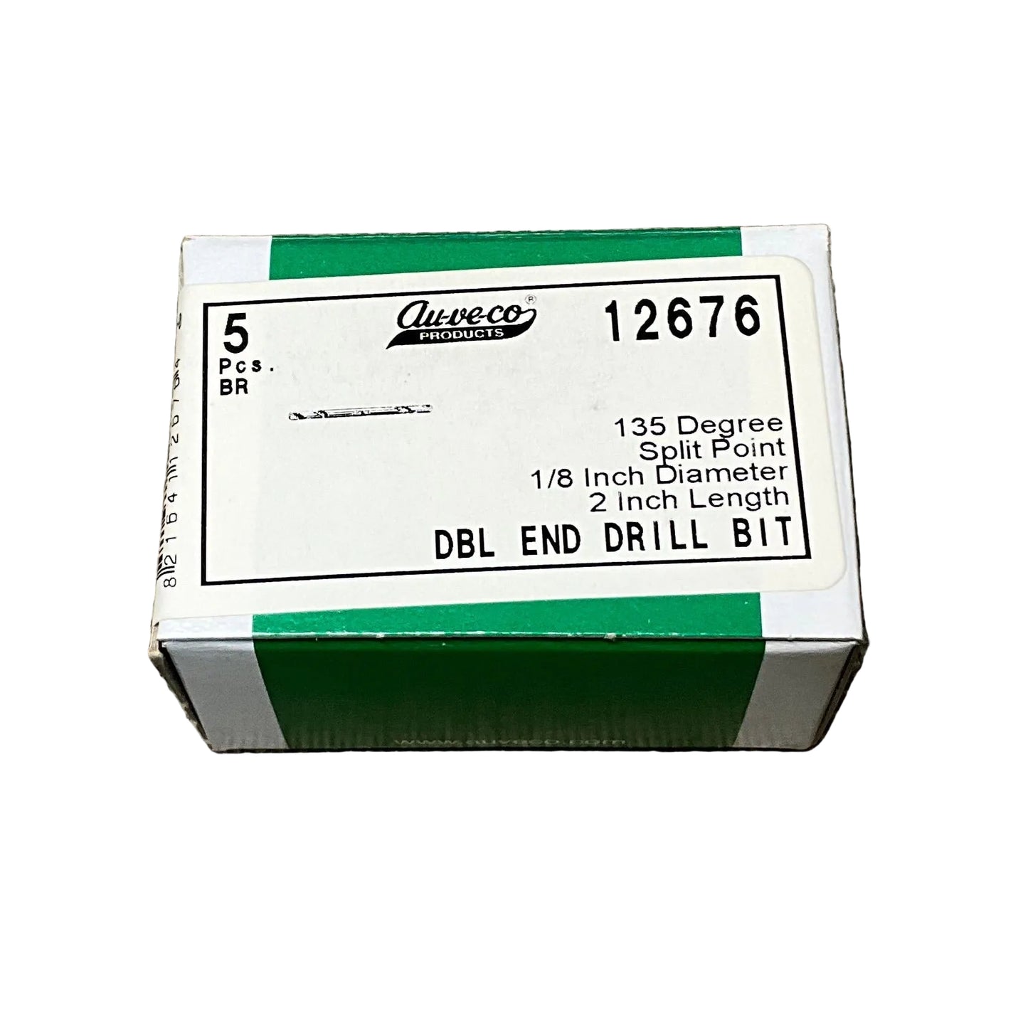 Auveco 12676 1/8" X 2" Double Ended Drill Bit, 135 Degree Split Point Qty:5