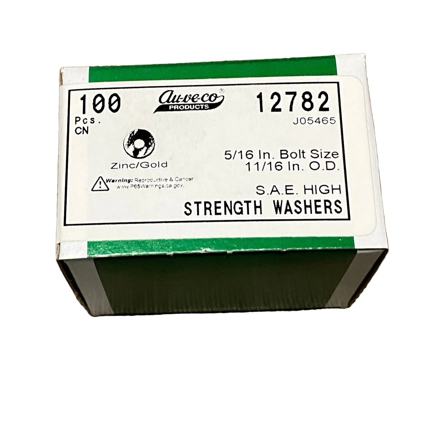 Auveco 12782 5/16" SAE High Strength Washer, Grade 8, Zinc & Gold Finish Qty 100