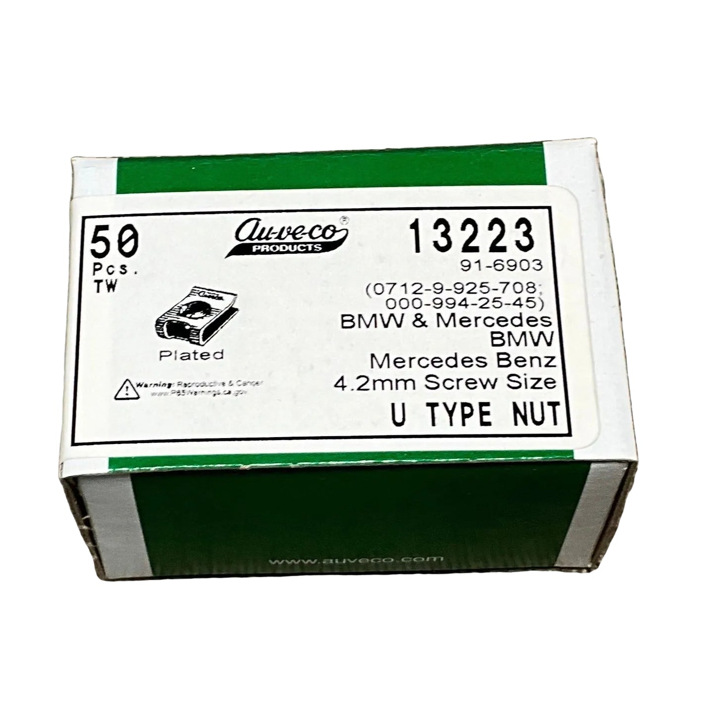 Auveco 13223 U-Nut 4.2mm #8 Screw Size, 3-4 mm Range, for BMW & Mercedes Qty 50