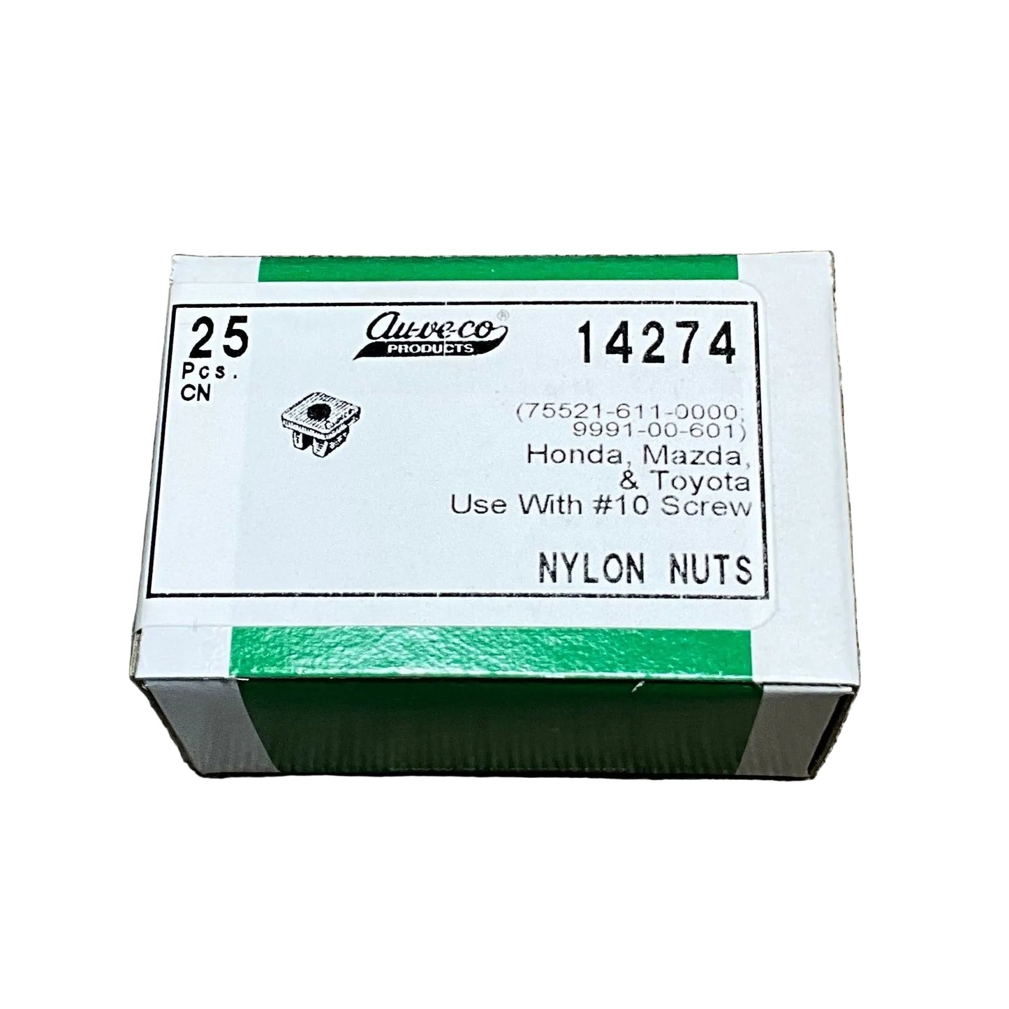 Auveco 14274 Nylon Nuts Toyota ~ Japanese Import Autos 50 Pcs.