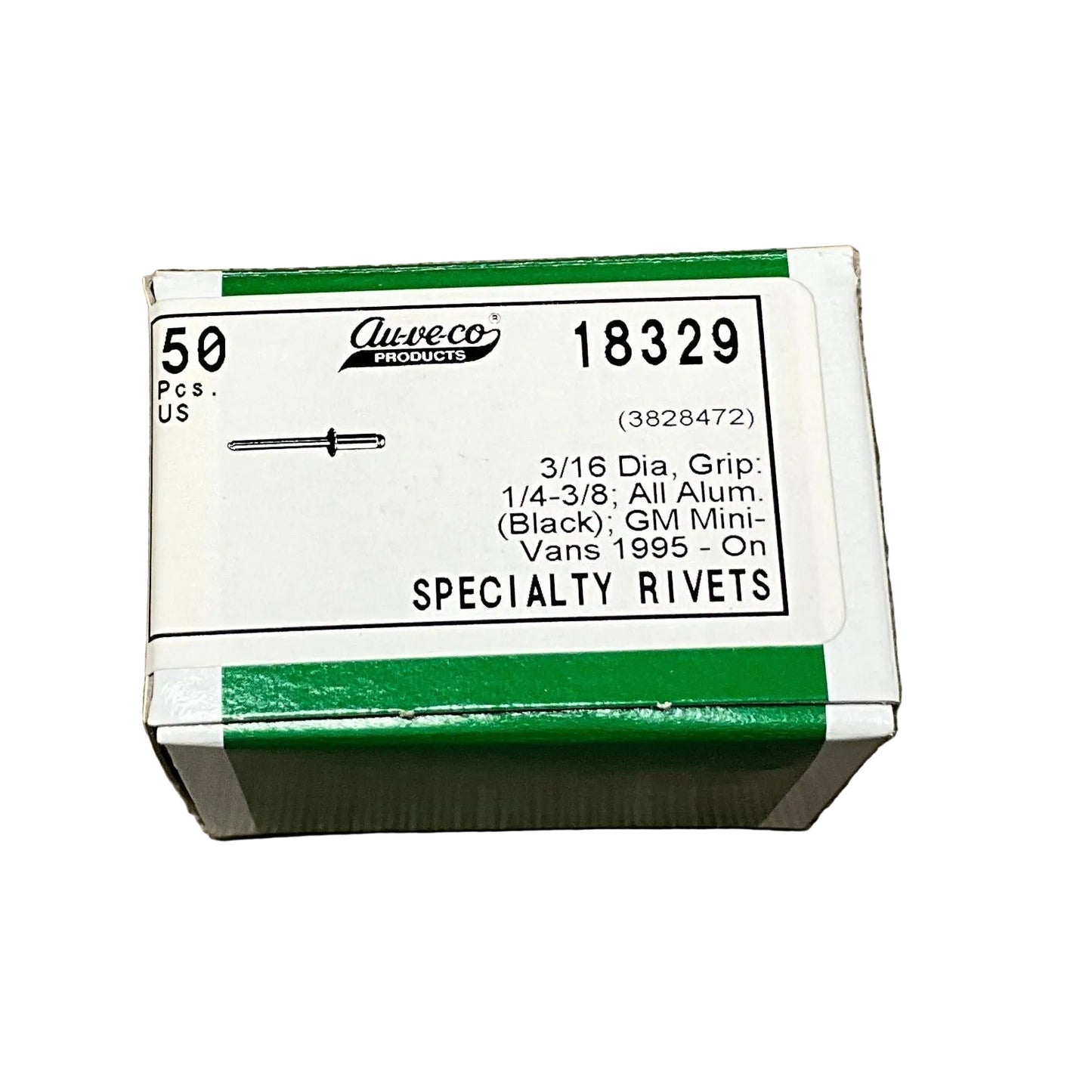 Auveco 18329 GM Specialty Rivet 3/16 Dia. 1/4-3/8 Grip Alum. 50pcs