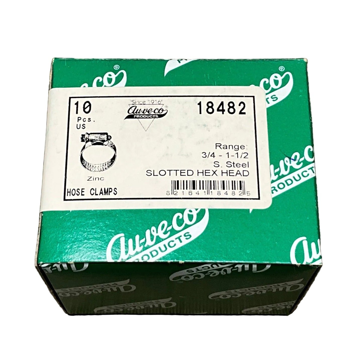 Auveco 18482 Hose Clamp Size #16 3/4" -1-3/4" 10 pcs.