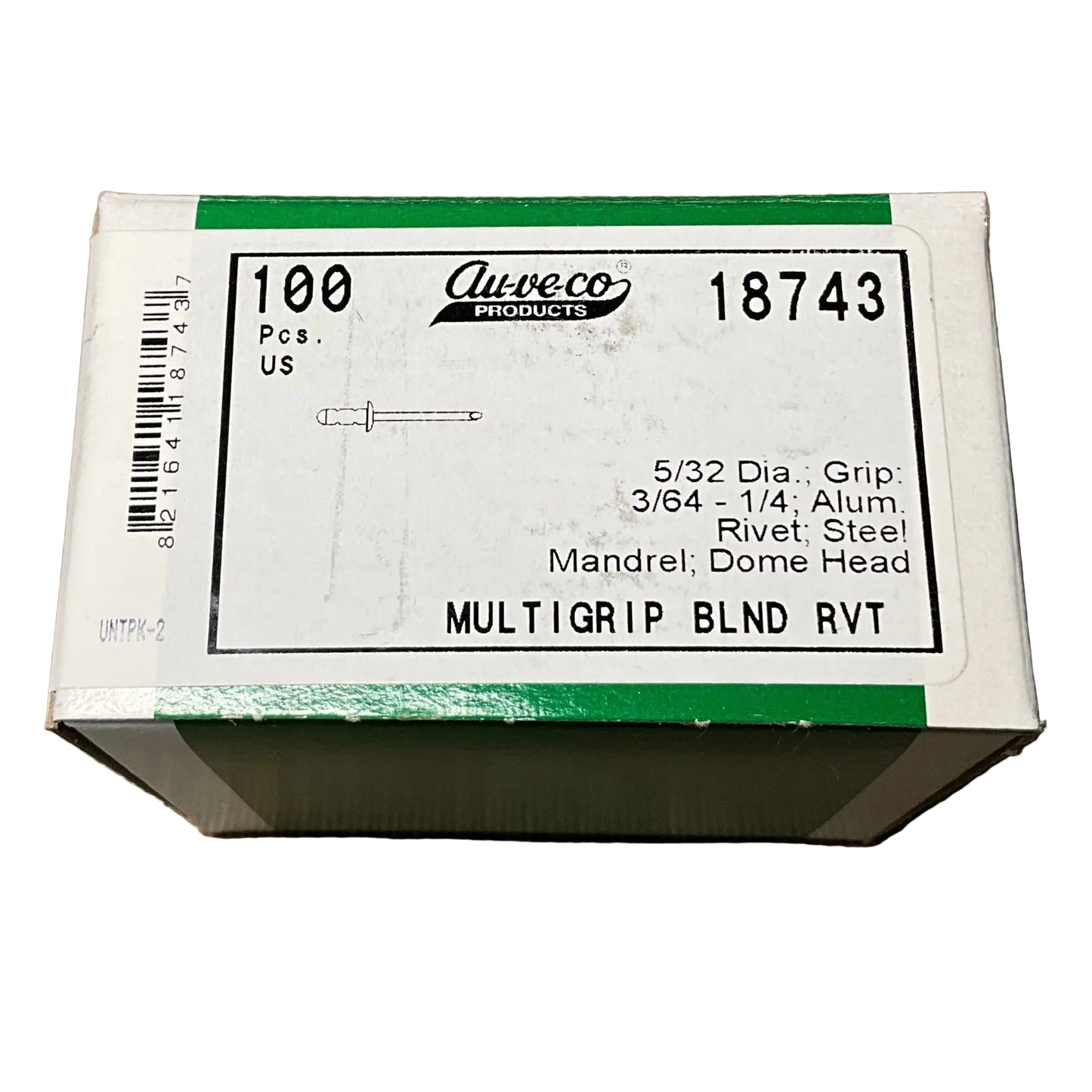 AUVECO 18743 Multigrip Rivet 532 Dia 36414 Grip QTY 100