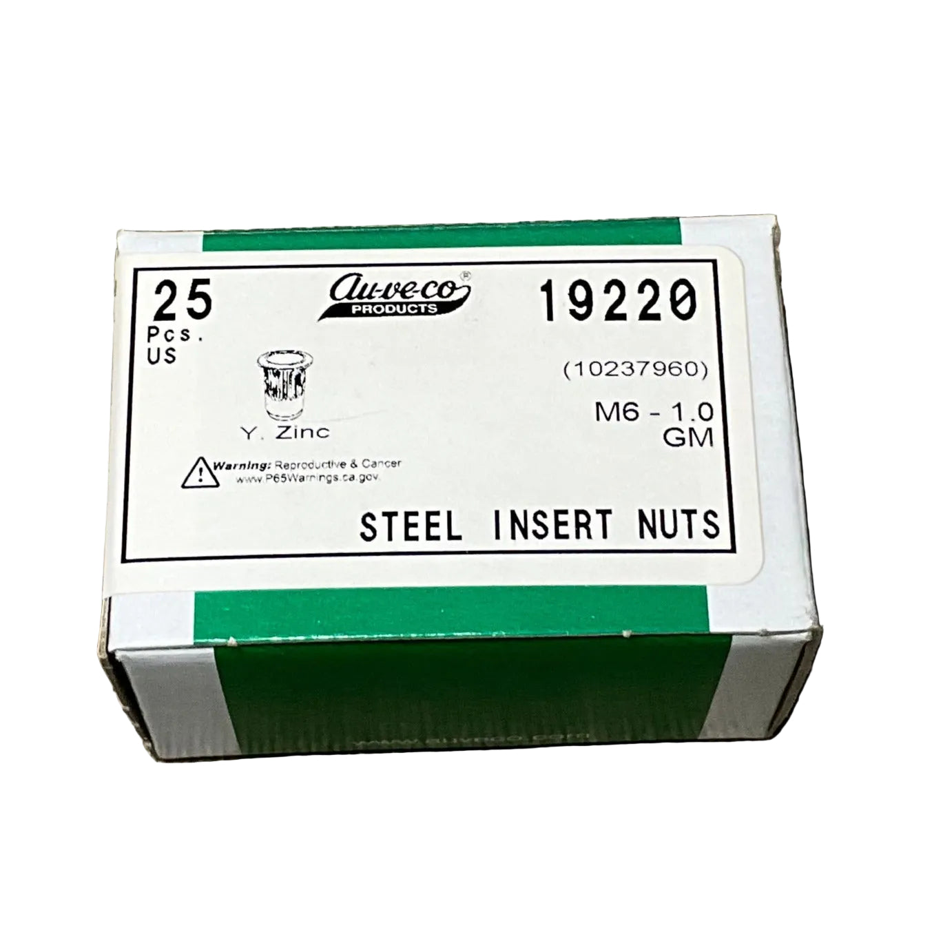AUVECO 19220 GMM Insert Nut M610 7mm42mm Grip Zinc Yellow 25 Pcs.