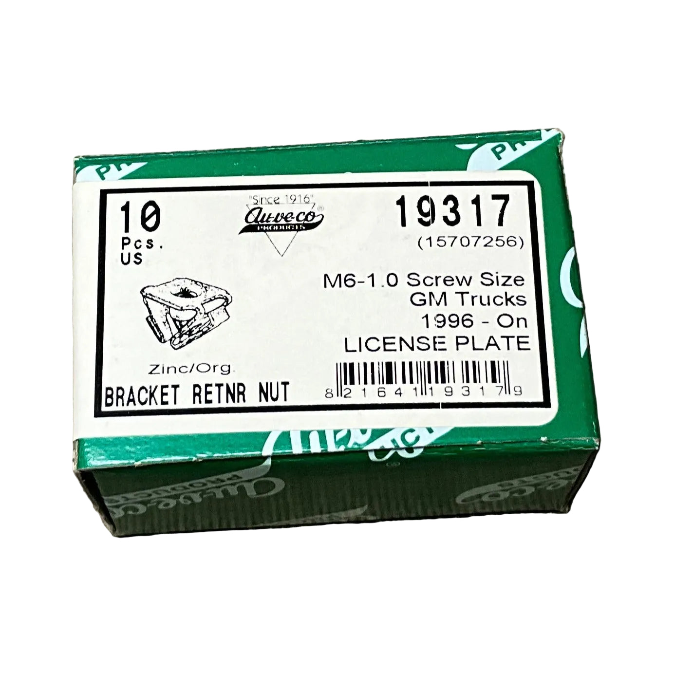Auveco 19317 License Plate Bracket Retainer Nut M6 for GMM Qty 10