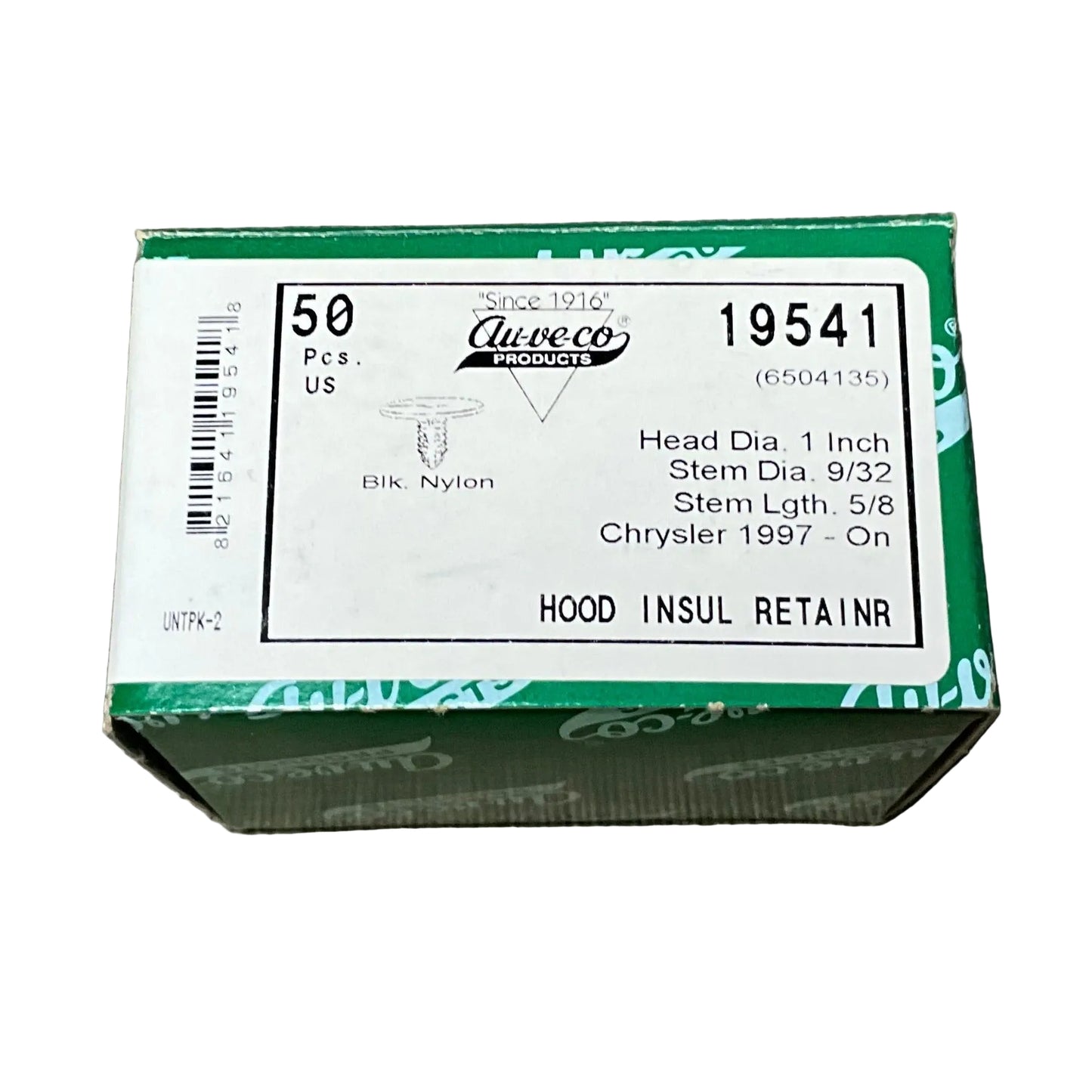 Auveco 19541 Chrystler Hood Insulation Retainer Black Nylon 50 pcs.