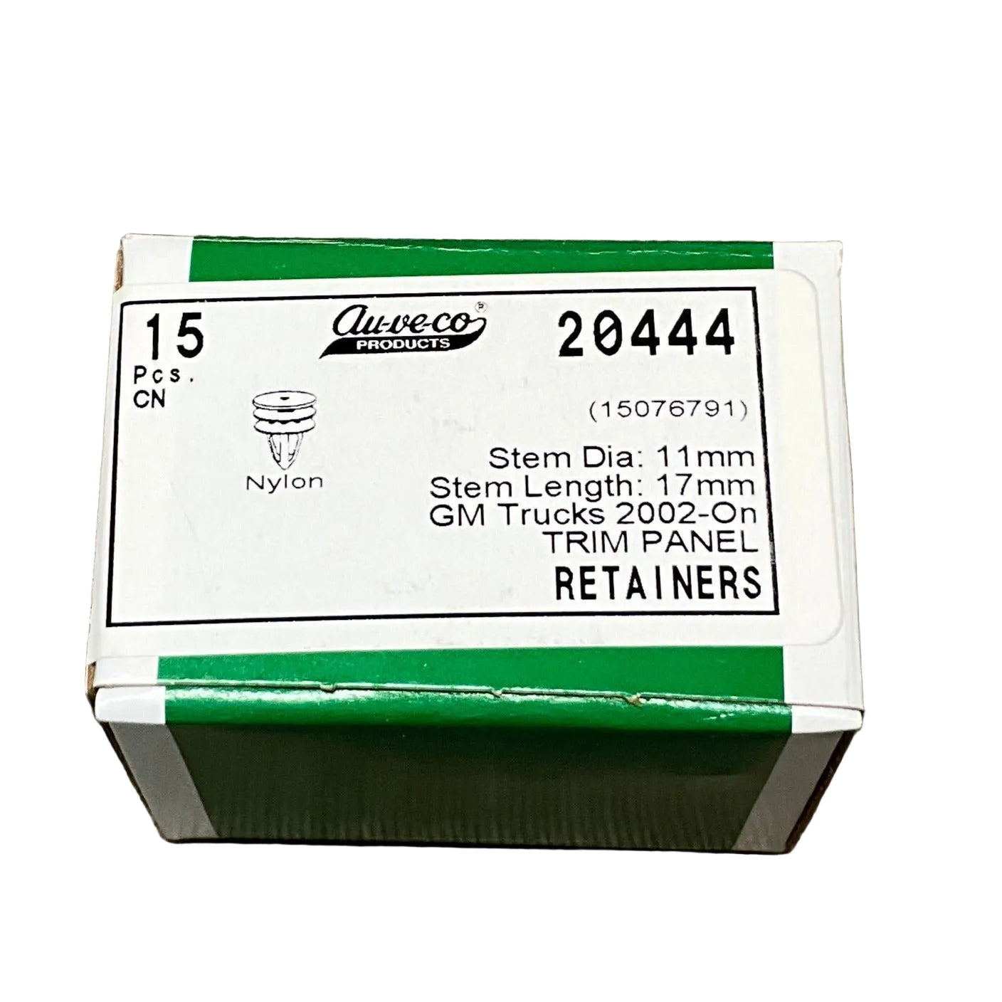 Auveco 20444 GM Door Trim Panel Retainer White Nylon 15 pcs.