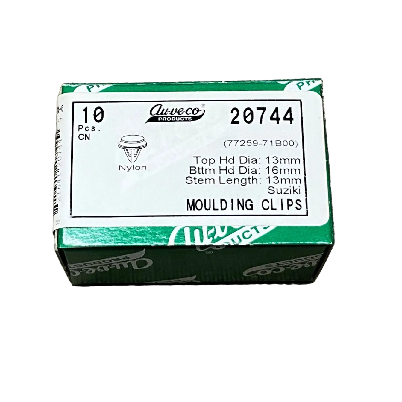 Auveco 20744 Moulding Clips, White Nylon -77259-71BOO 10 pcs.