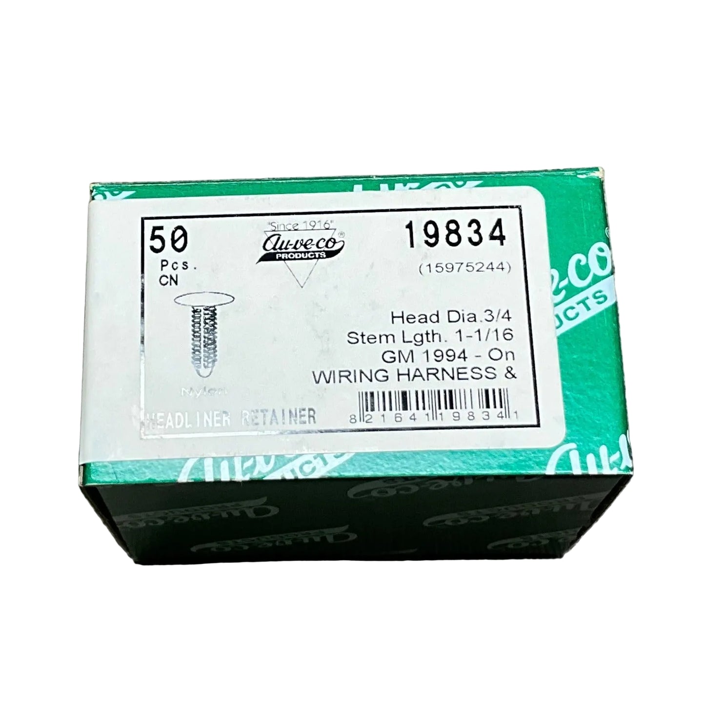 Auveco 19834 GMM Wiring Harness & Headliner Retainer 50 pcs.