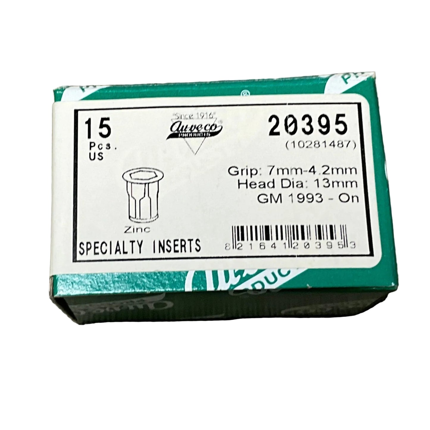 AUVECO 20395 M6-1.0 Specialty Insert Nut GMM 1993-On Qty: 15