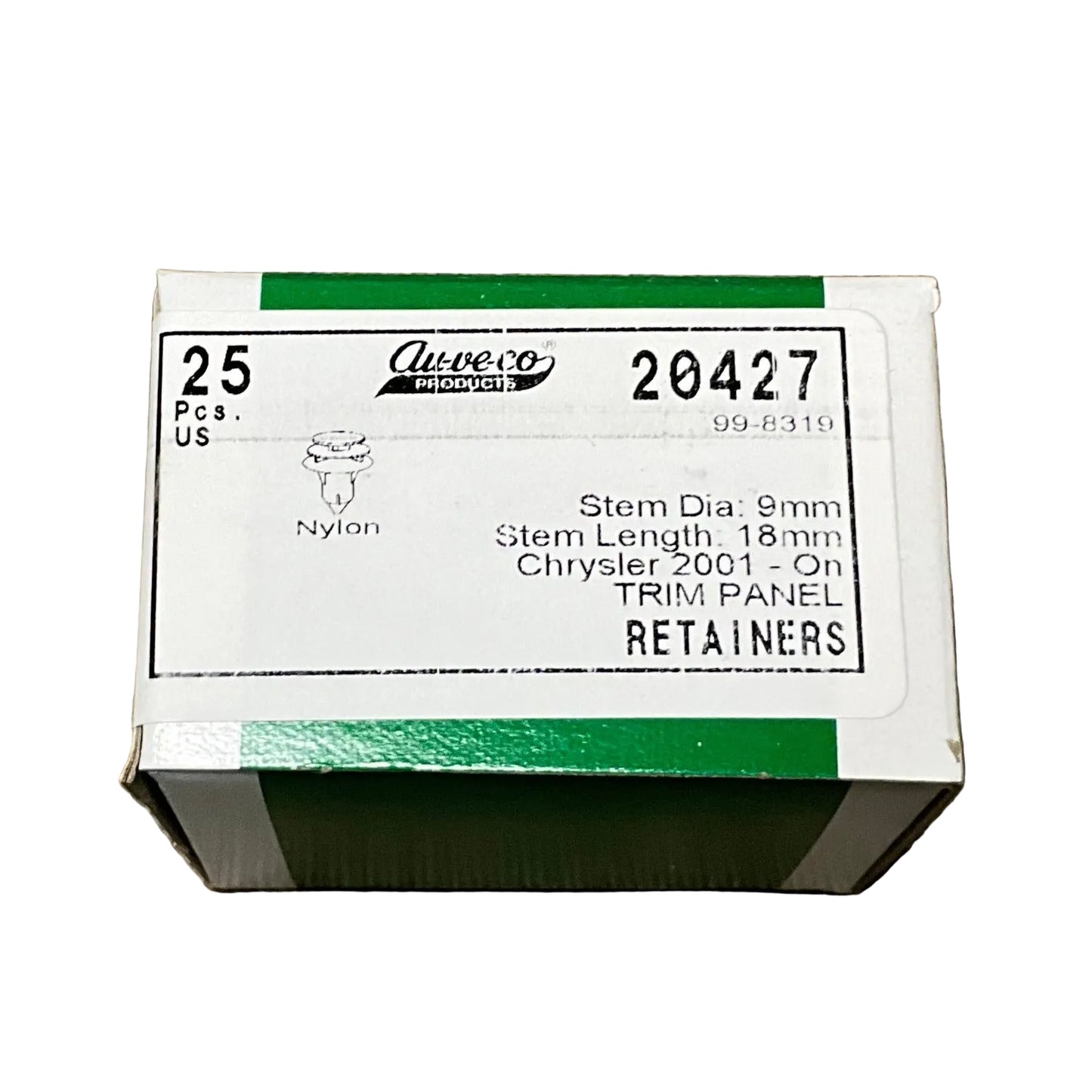 Auveco 20427 Trim Panel Retainer, Grey Nylon, for Chrystler 99-8319 (Qty: 25)