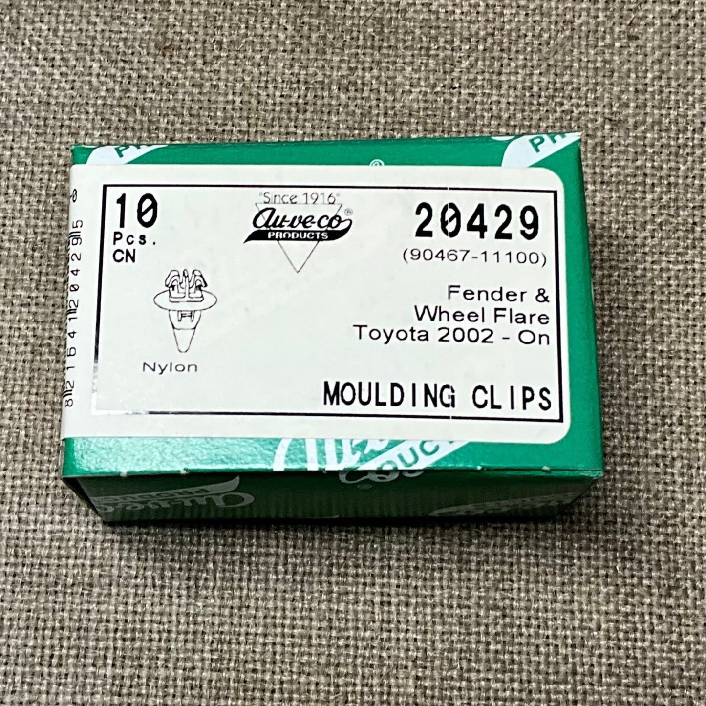 Auveco 20429 Fender Wheel Flare Moulding Clip For Toyata 90467-11100 10 Pcs.