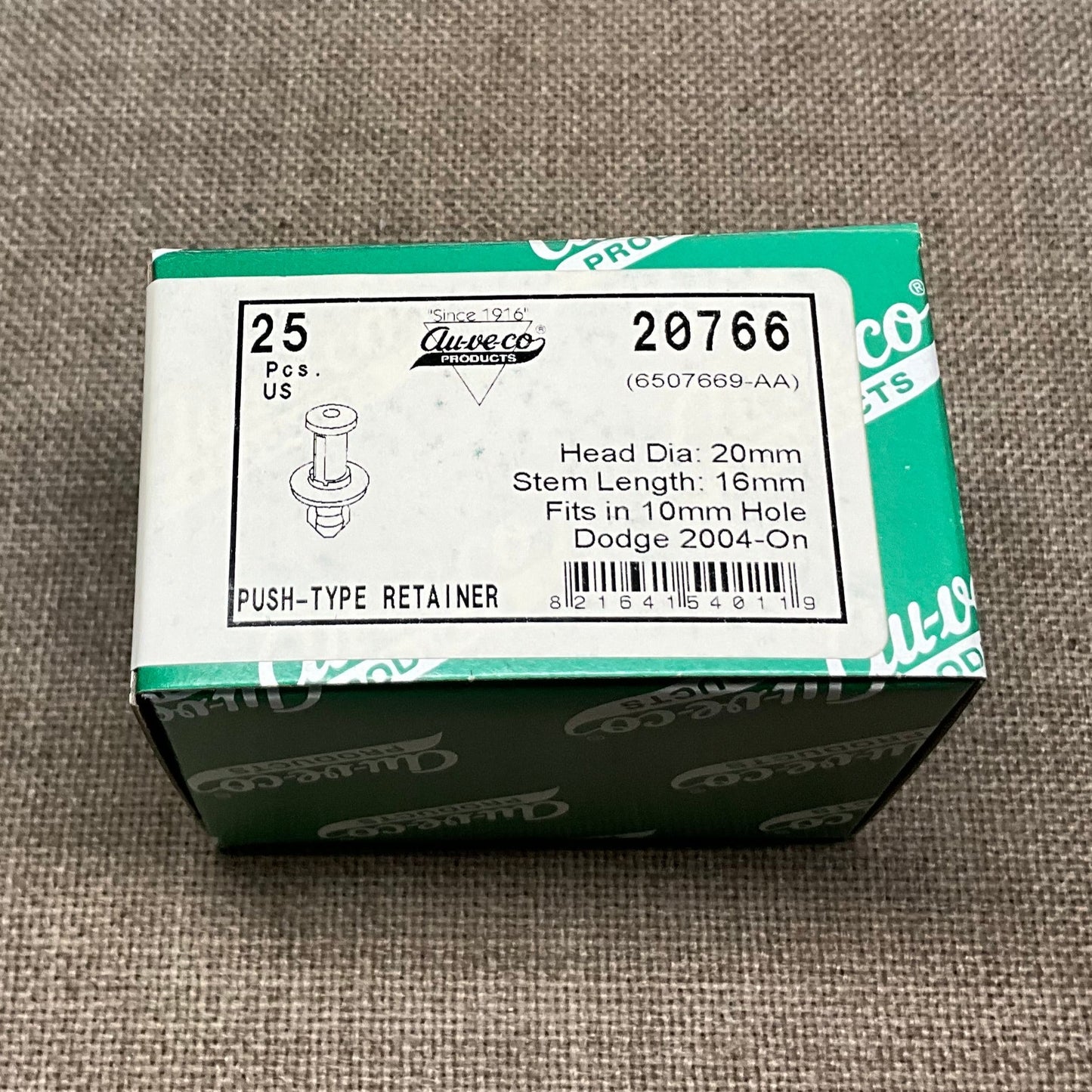 Auveco 20766 Push Type Retainer 25pcs Crystler Dodgee 2004-on