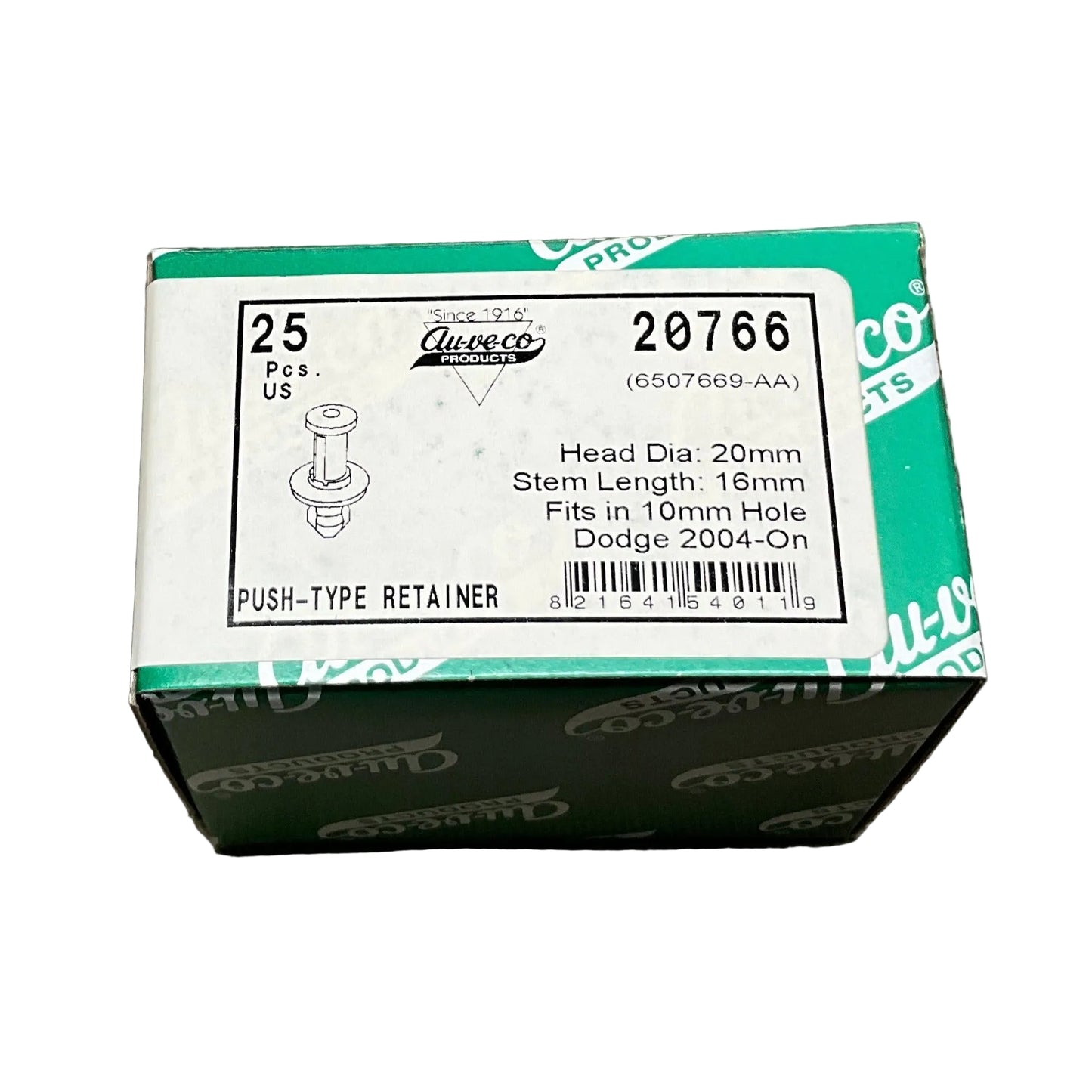 Auveco 20766 Push Type Retainer 25pcs Crystler Dodgee 2004-on