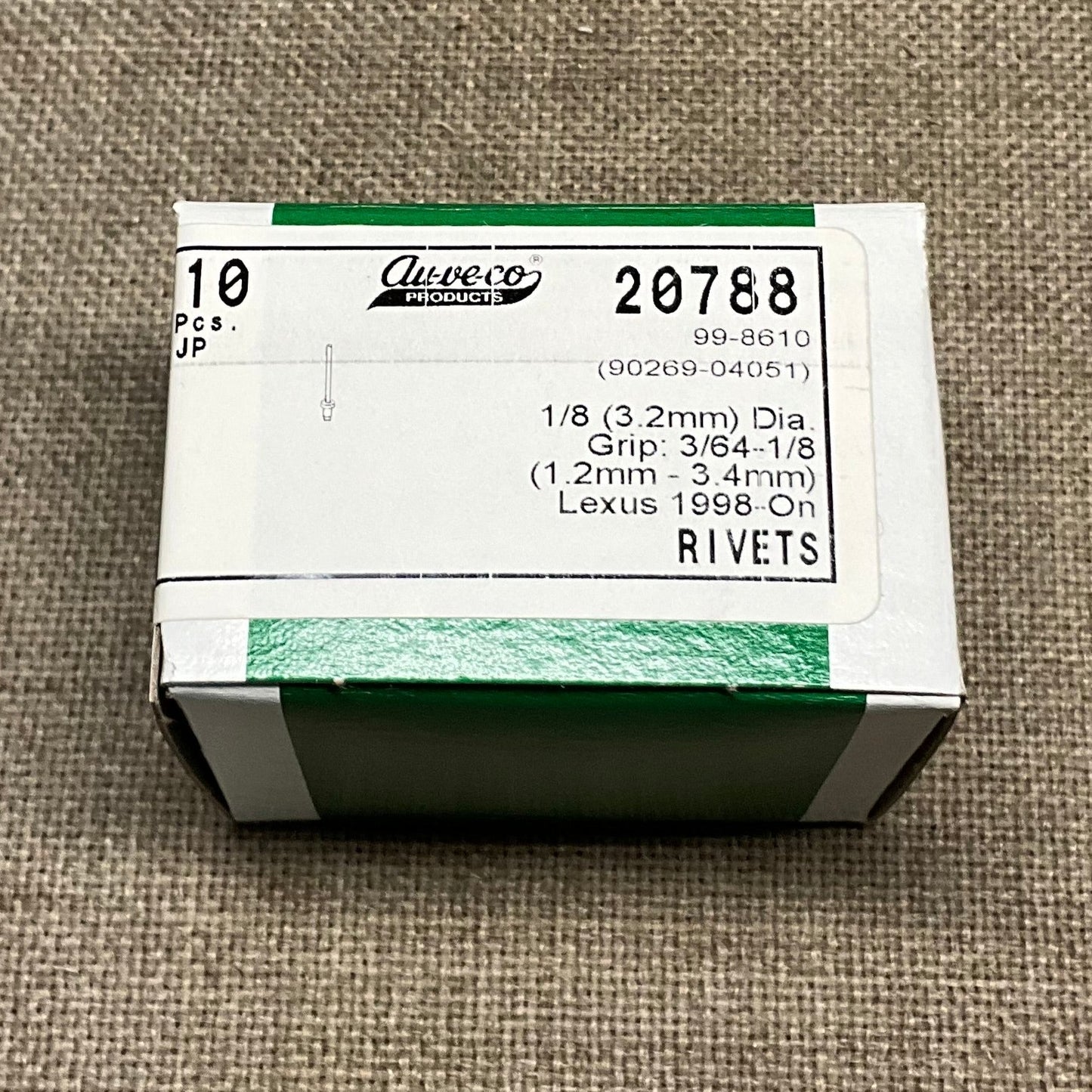 Auveco 20788 Aluminum Rivet With Plastic Cap Steel Mandrel, Lexas 1998-On