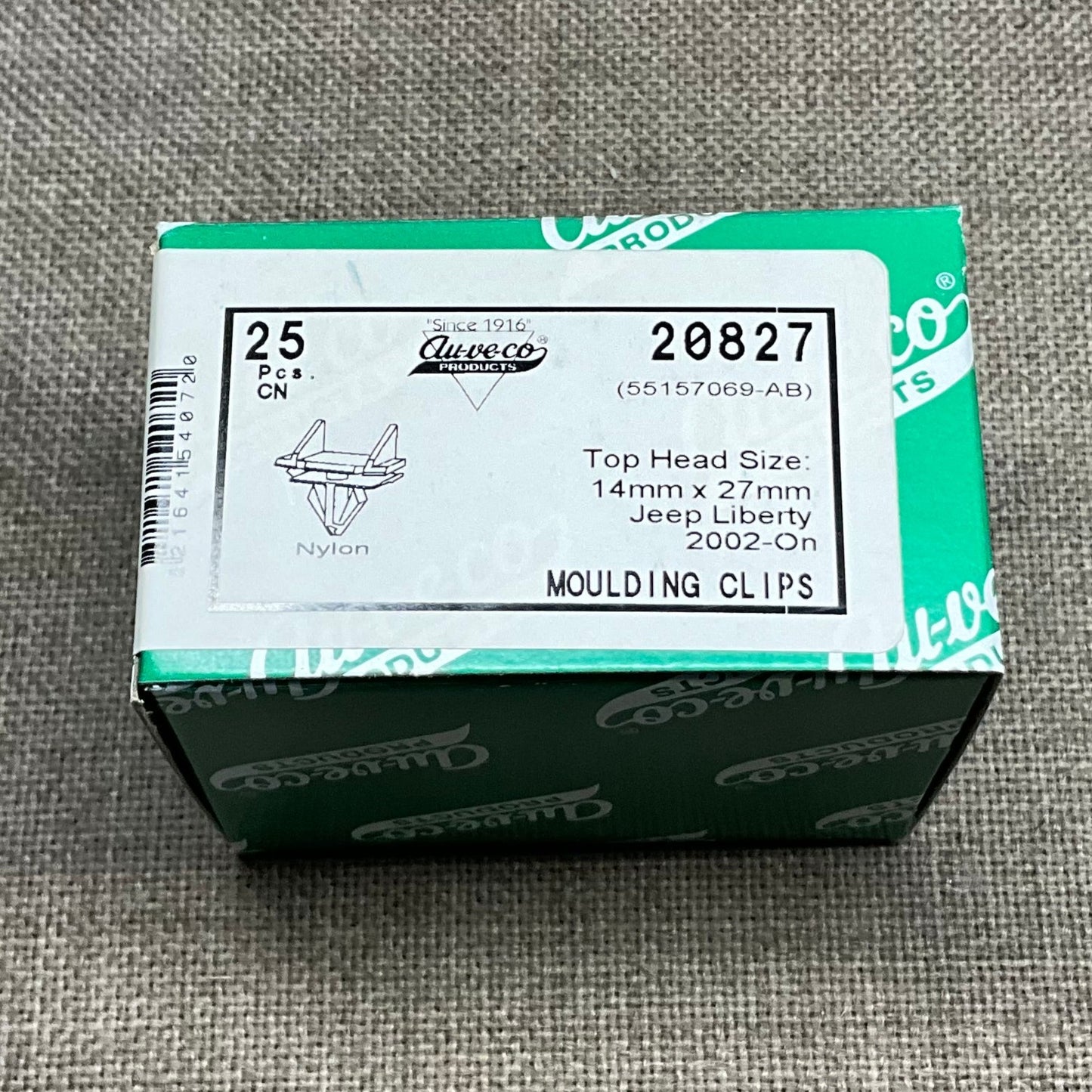 Auveco 20827 Rocker Moulding Clip White Nylon 25 pcs. (99-8568)