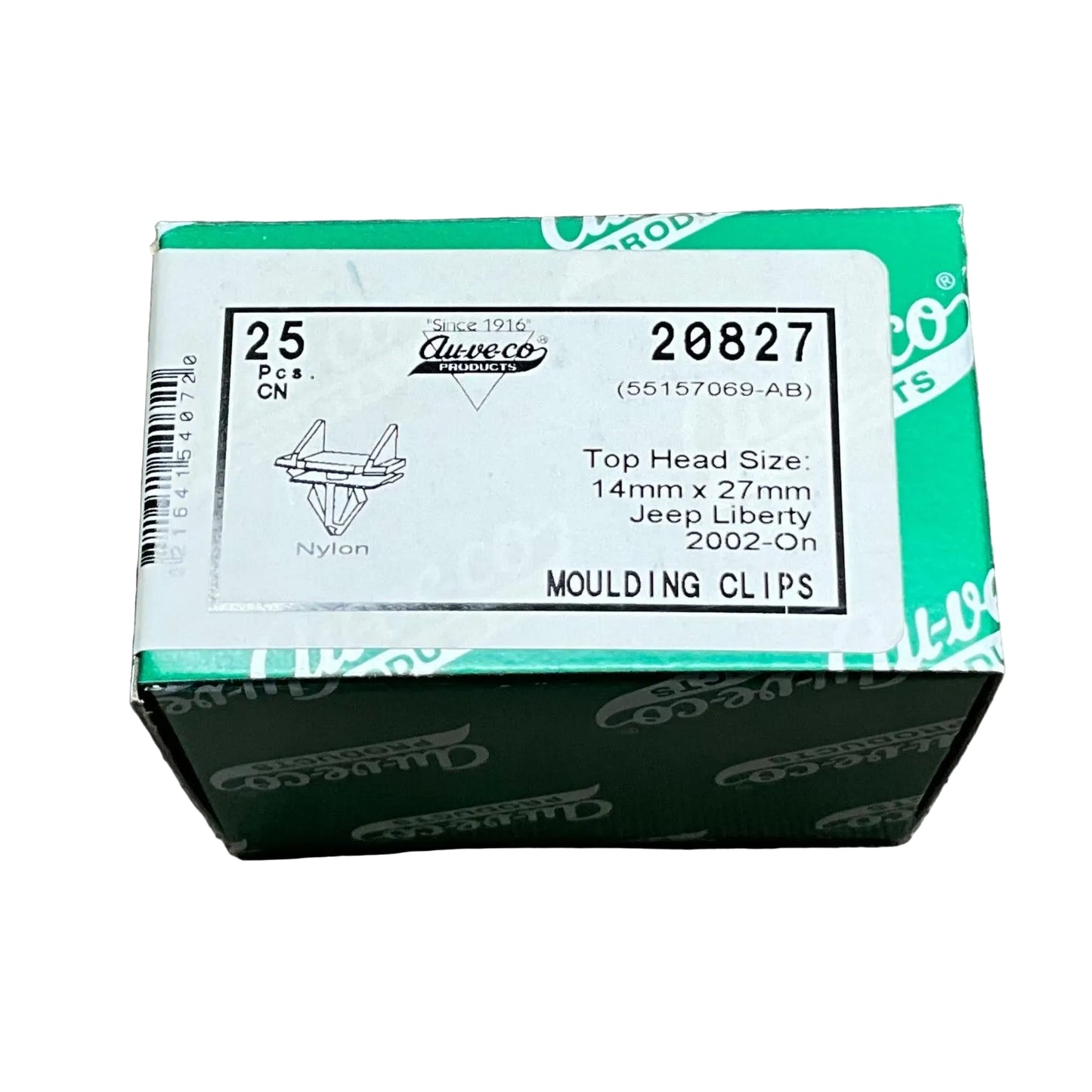 Auveco 20827 Rocker Moulding Clip White Nylon 25 pcs. (99-8568)