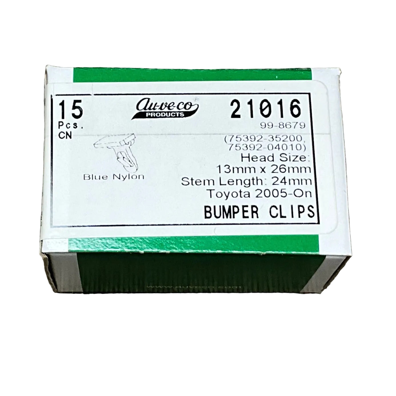 Auveco 21016 BUMPER MOLDING CLIP RETAINERS TOYTA L C 2008-2016 15 Pcs.