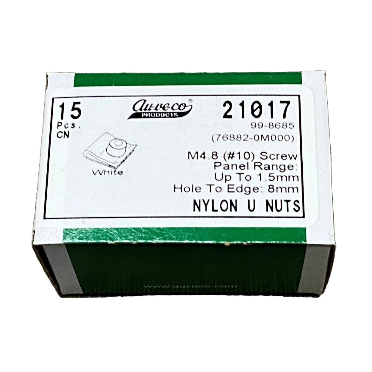 Auveco 21017 U-Nut, White Nylon, for Nisson & Infaniti 76882-0M000 (Qty: 15)