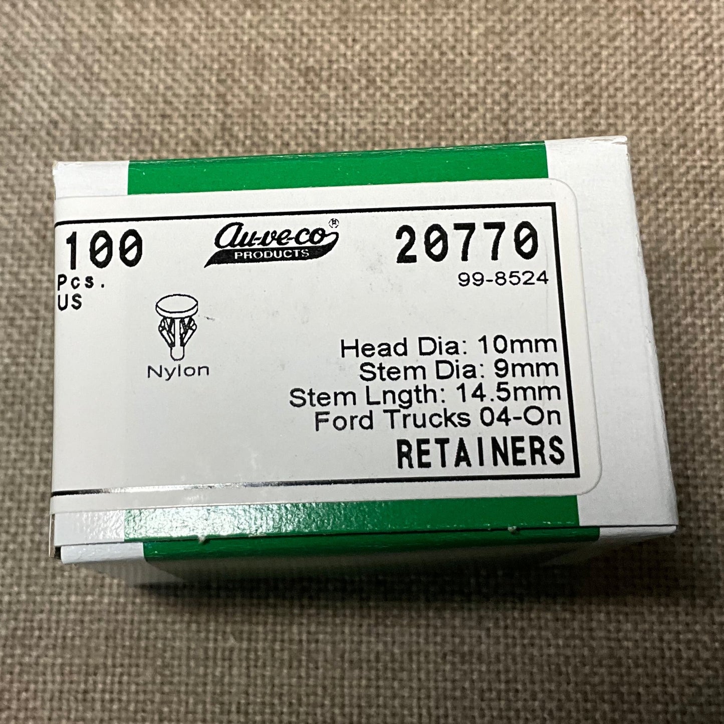 Auveco 20770 Weatherstrip Retainers For Forrd Trucks 04-On Box of 100