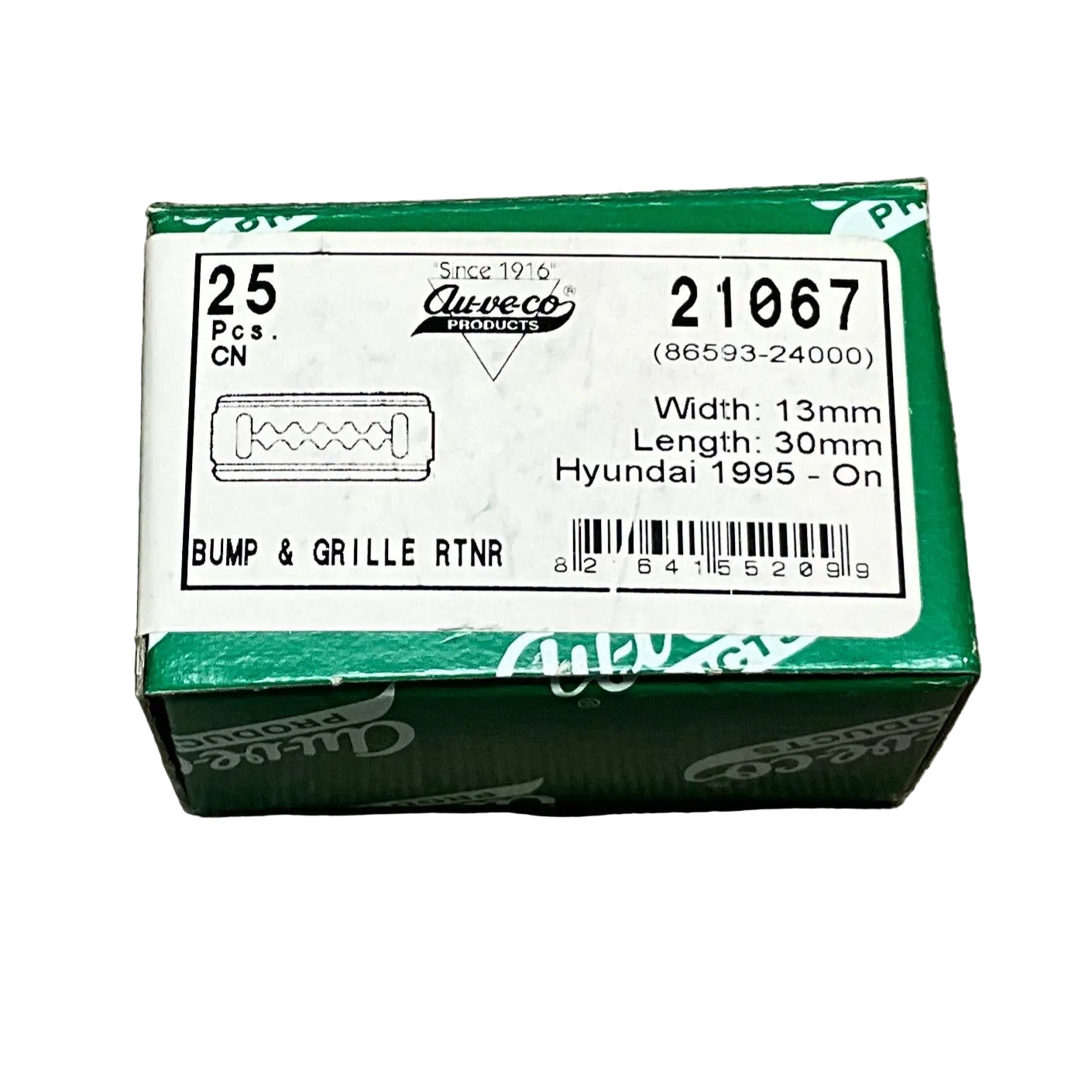 AUVECO 21067 Bumper & Grille Retainer Hiunday 1995-On 25 Pcs.