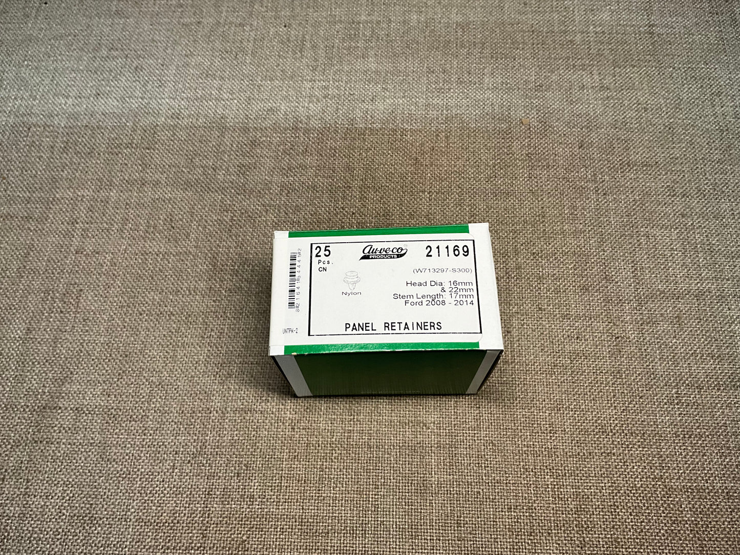 Auveco 21169 Trim Panel Retainer, White Nylon, for Forrd W713297-S300 Qty: 25