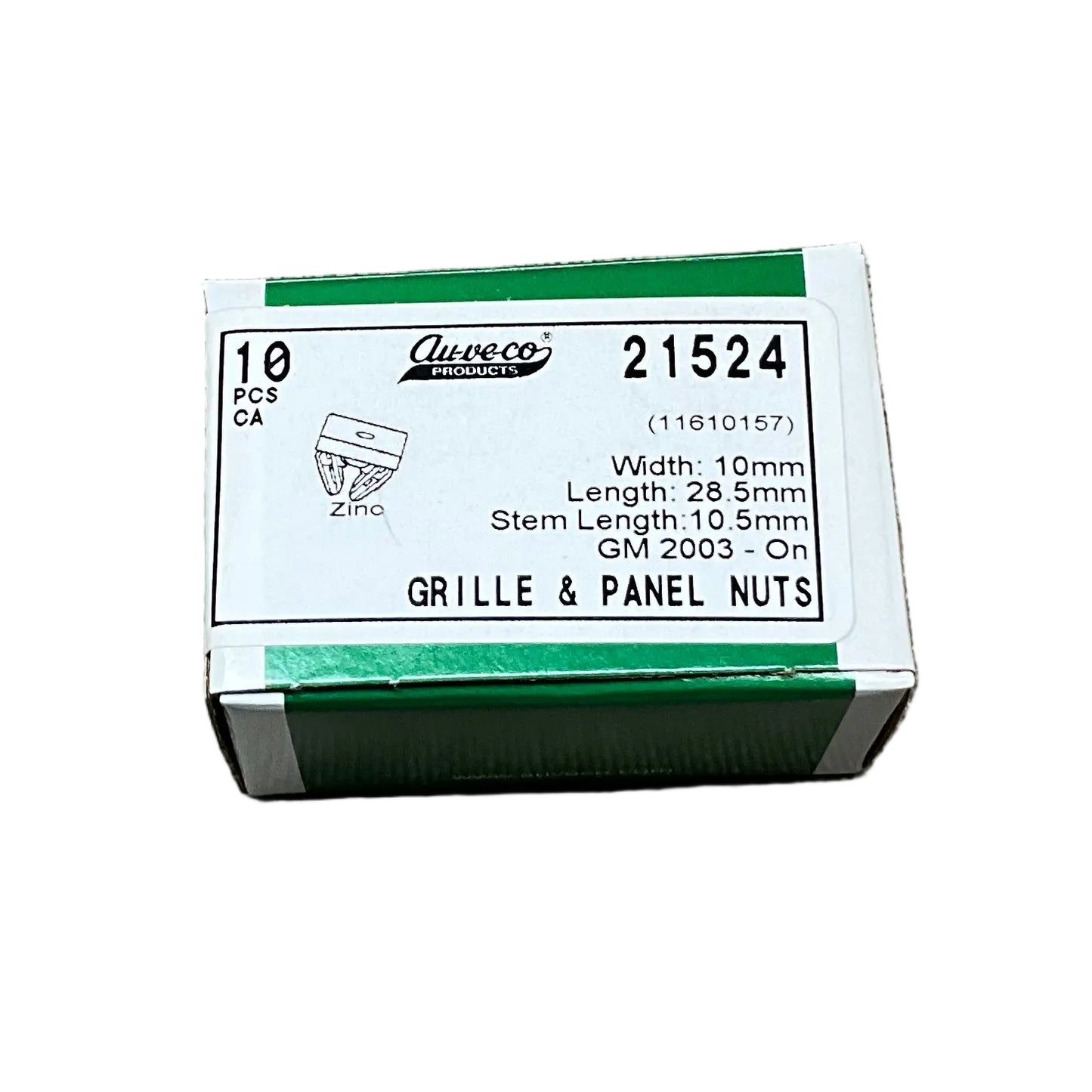 Auveco 21524 Grill & Panel Nuts, GM 11610157, 10 Pcs.