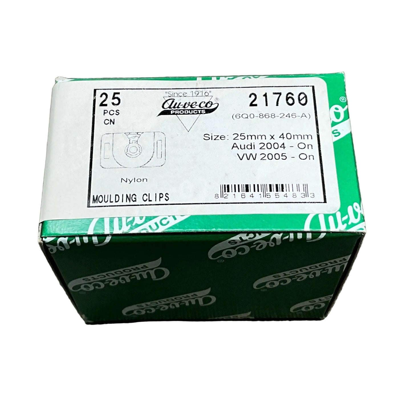 Auveco 21760 Moulding Clips 22mm x 40mm 6Q0-868-246-A 25 Pcs.