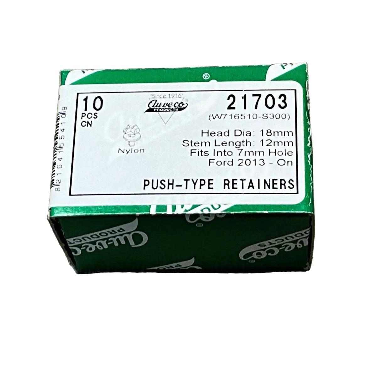 Auveco 21703 Lower Shield Retainer Ford W716510S300, 10 Pcs.