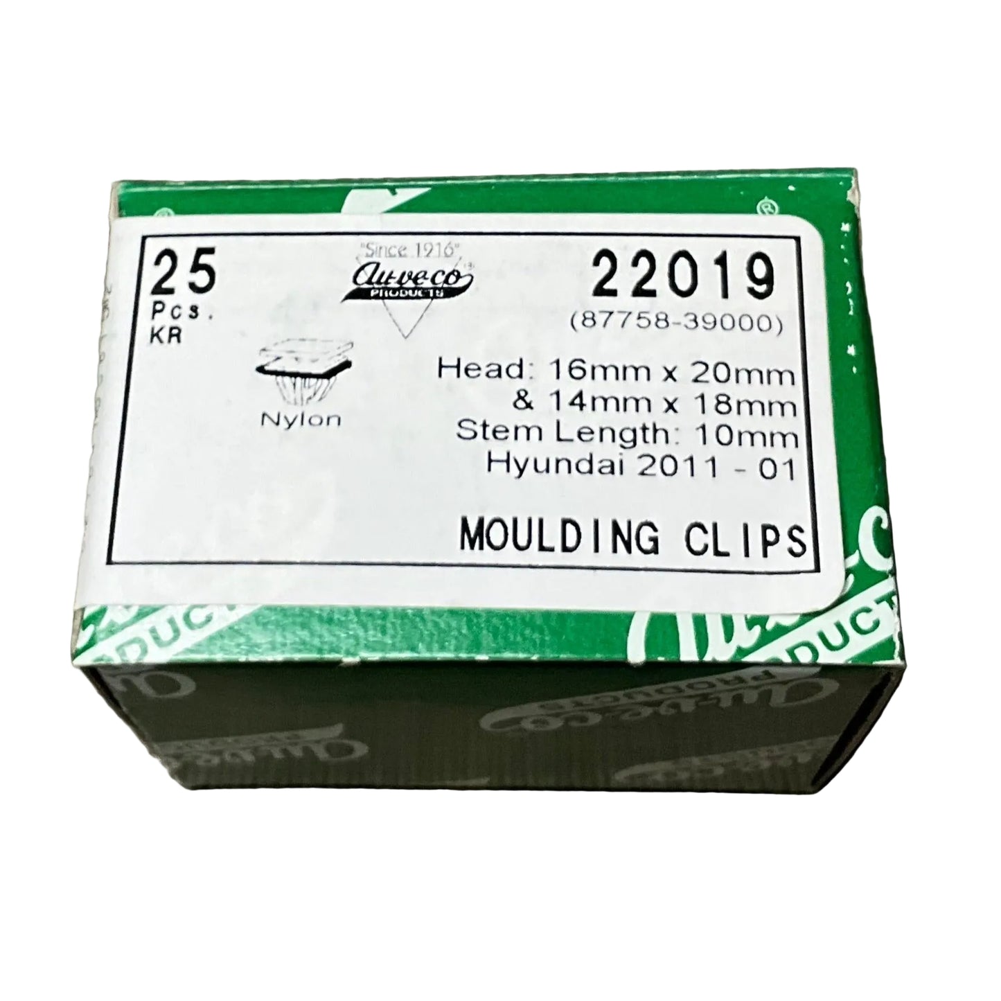 Auveco 22019 Hyundai Molding Clip With Sealer, Quantity - 25