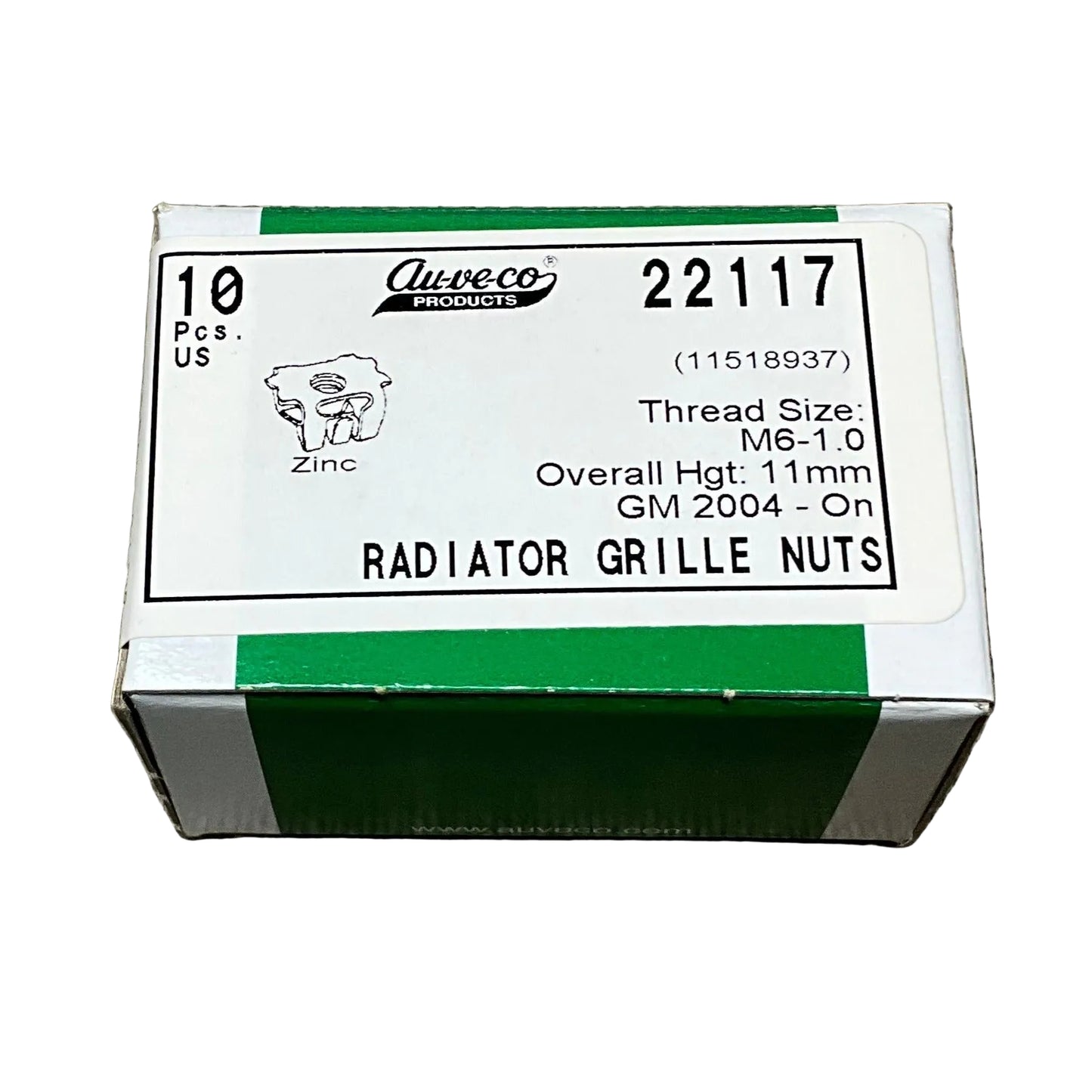 Auveco 22117 Radiator Grille & Front End Panel Nut GM 2004-On Qty 10