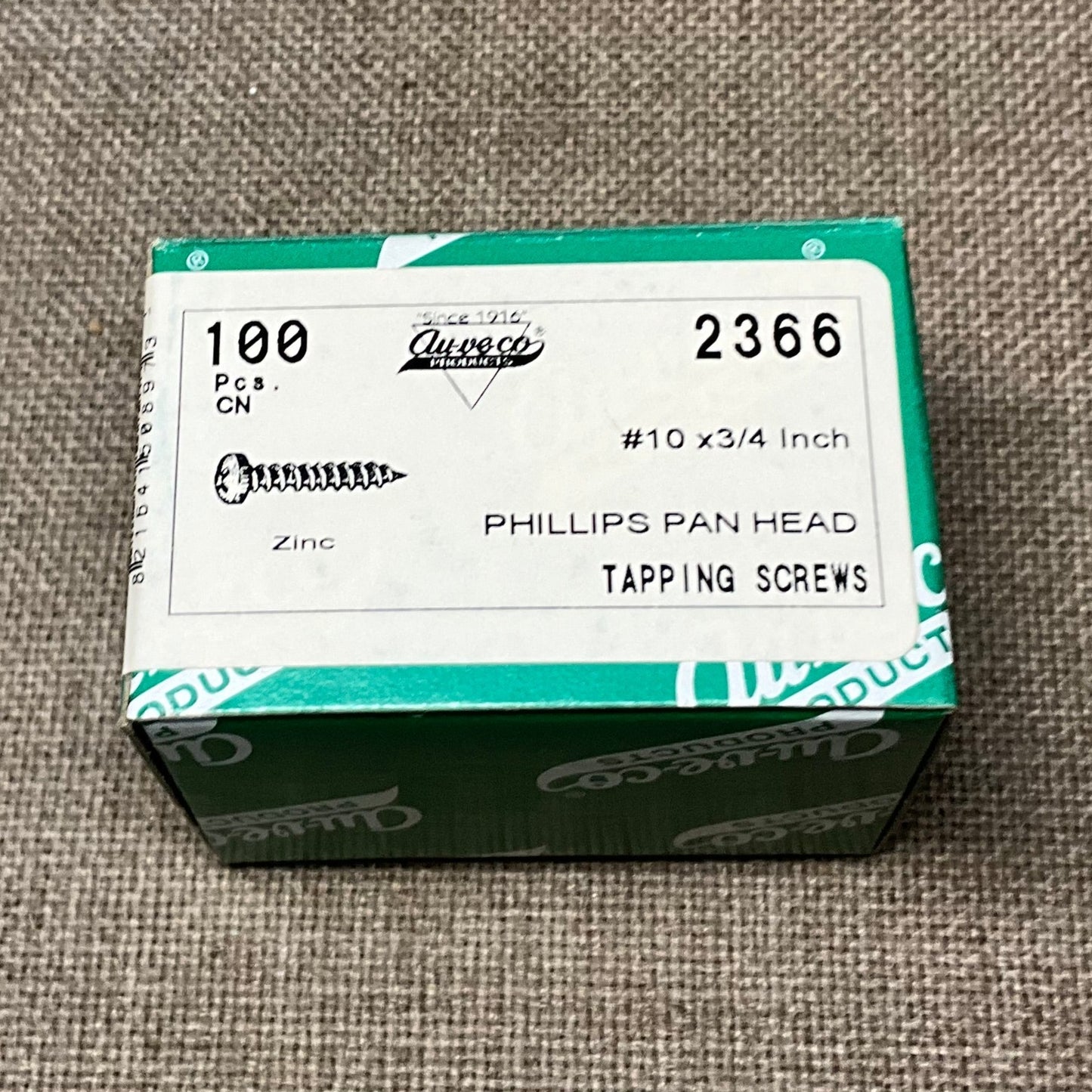 Auveco 2366 Phillips Pan Head Tapping Screws #10 X 3/4" Qty - 100