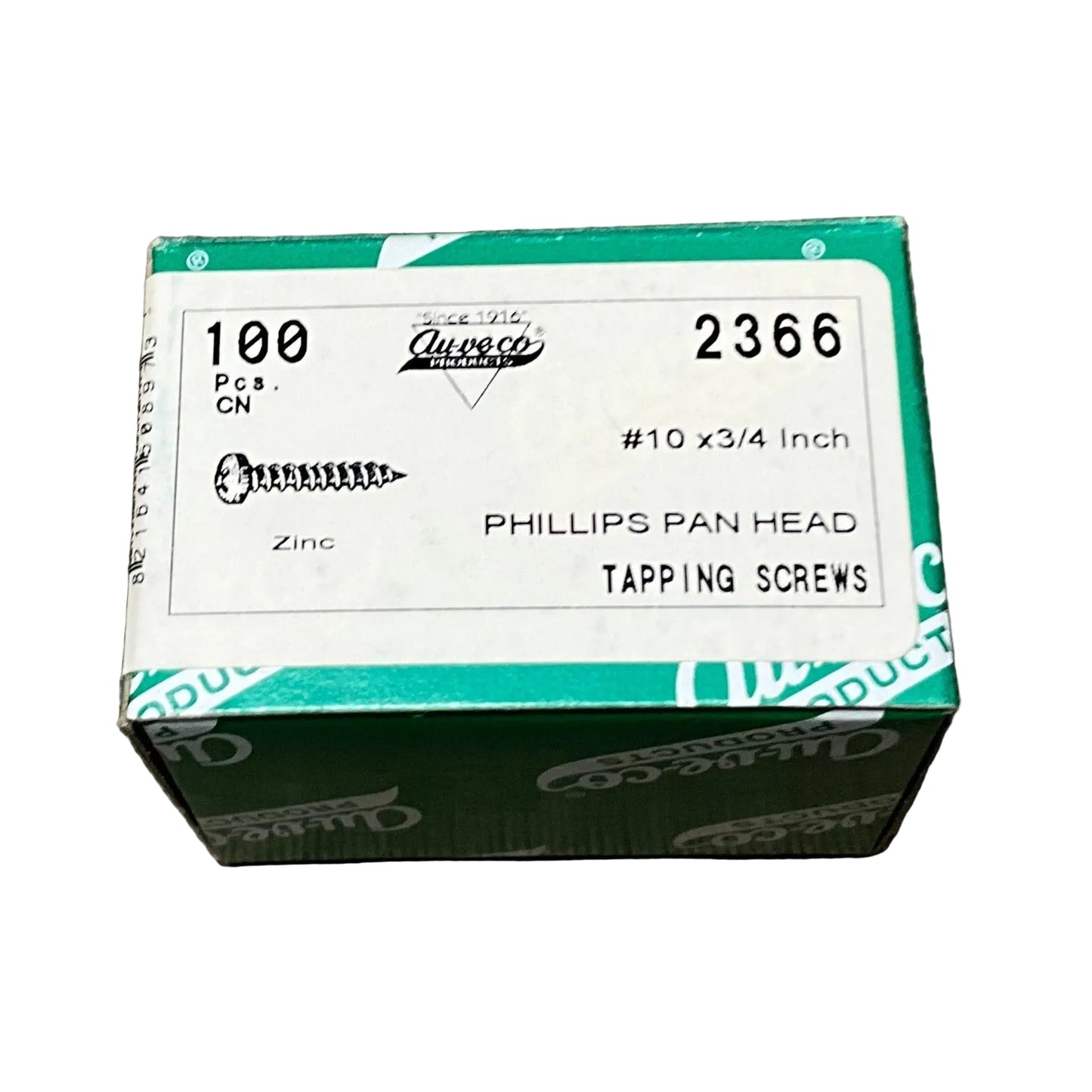 Auveco 2366 Phillips Pan Head Tapping Screws #10 X 3/4" Qty - 100