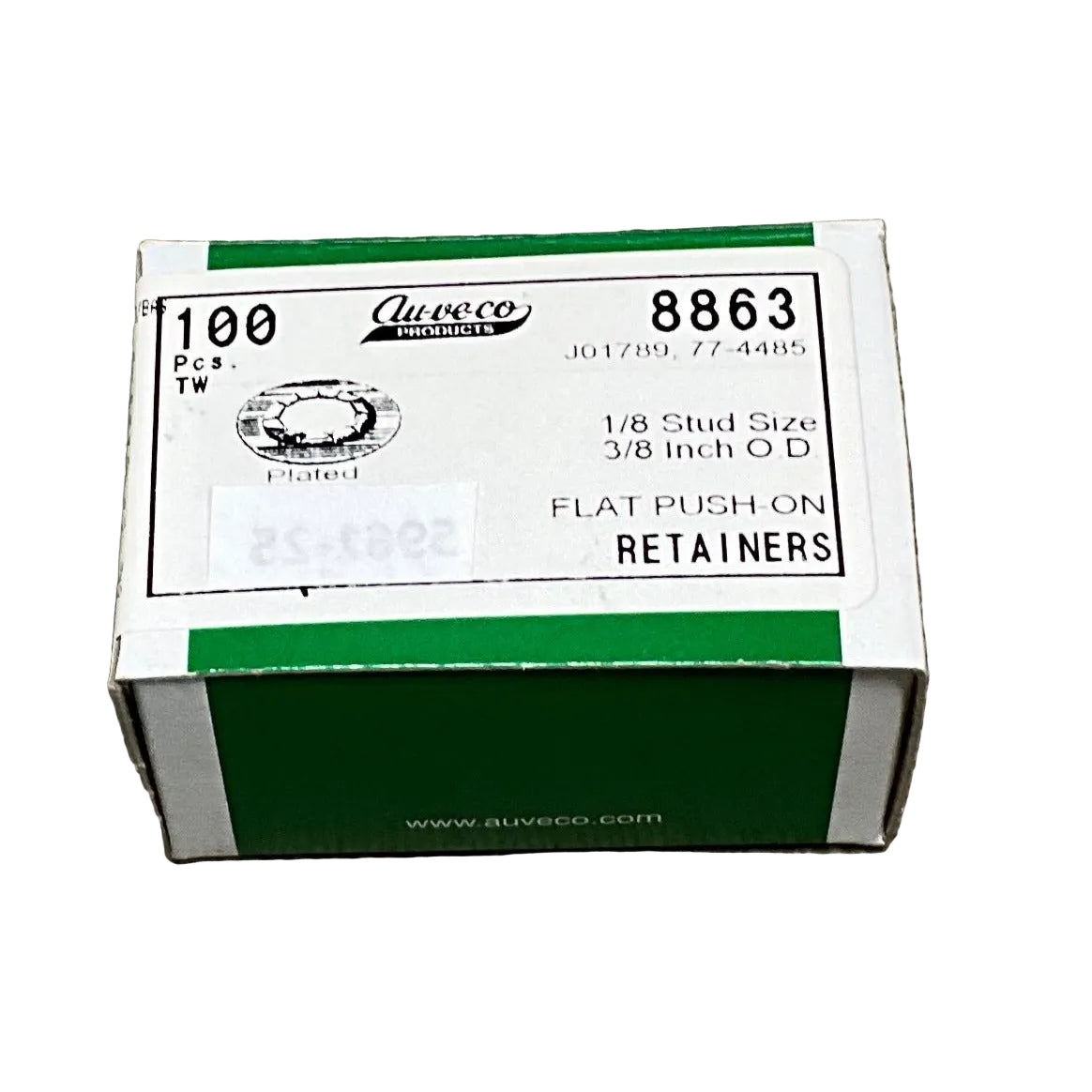 Auveco 8863 1/8" Stud Flat Push-On Retainers 3/8" O.D. Zinc (100 pcs)