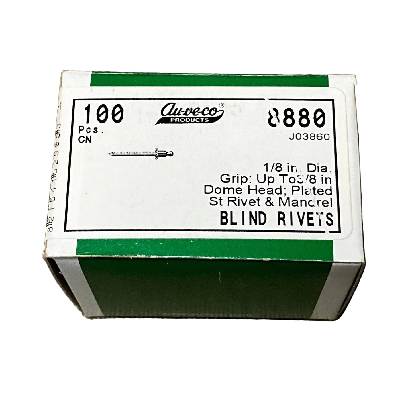 Auveco 8880 Steel Pan-L Rivets, 1/8" Shank x 1/2", Dome 1/4" Flange (Qty: 100)