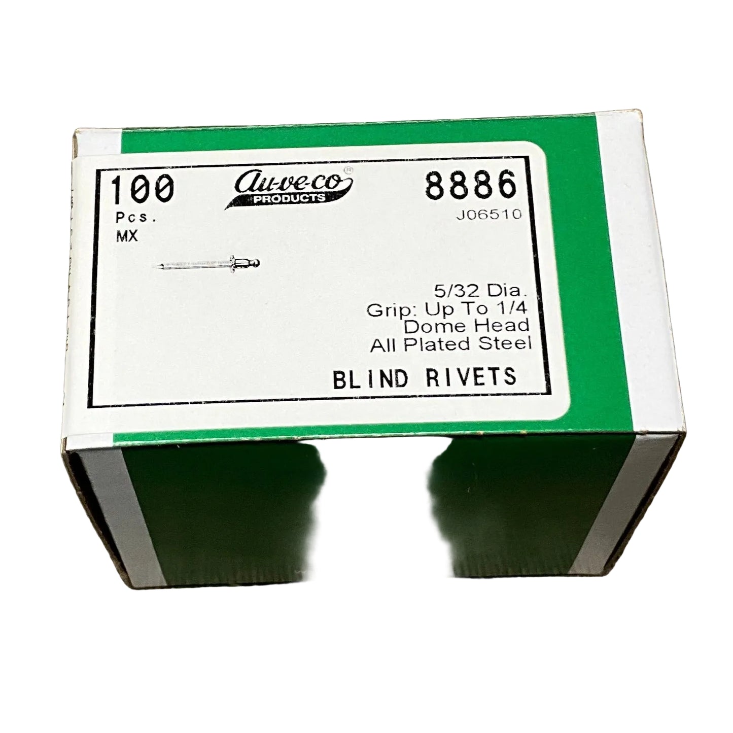 Auveco 8886 Steel Pan-L Rivets, 5/32" Shank x 3/8", Dome 5/16" Flange (Qty: 100)