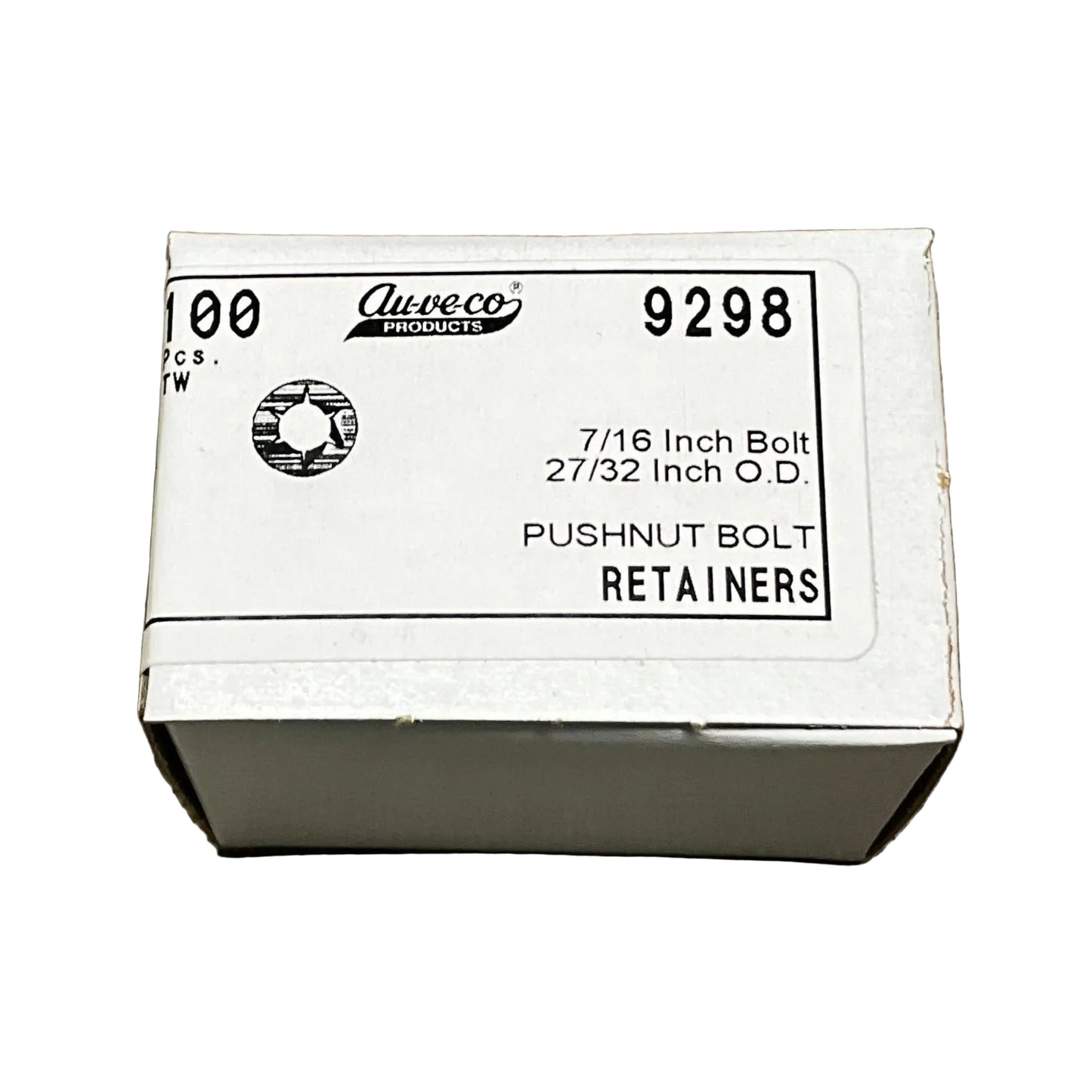 Auveco 9298 Pushnut Bolt Retainer for 7/16" Bolt, 27/32" OD, Zinc (Qty: 100)